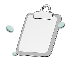 Clipboard with coins floating around it