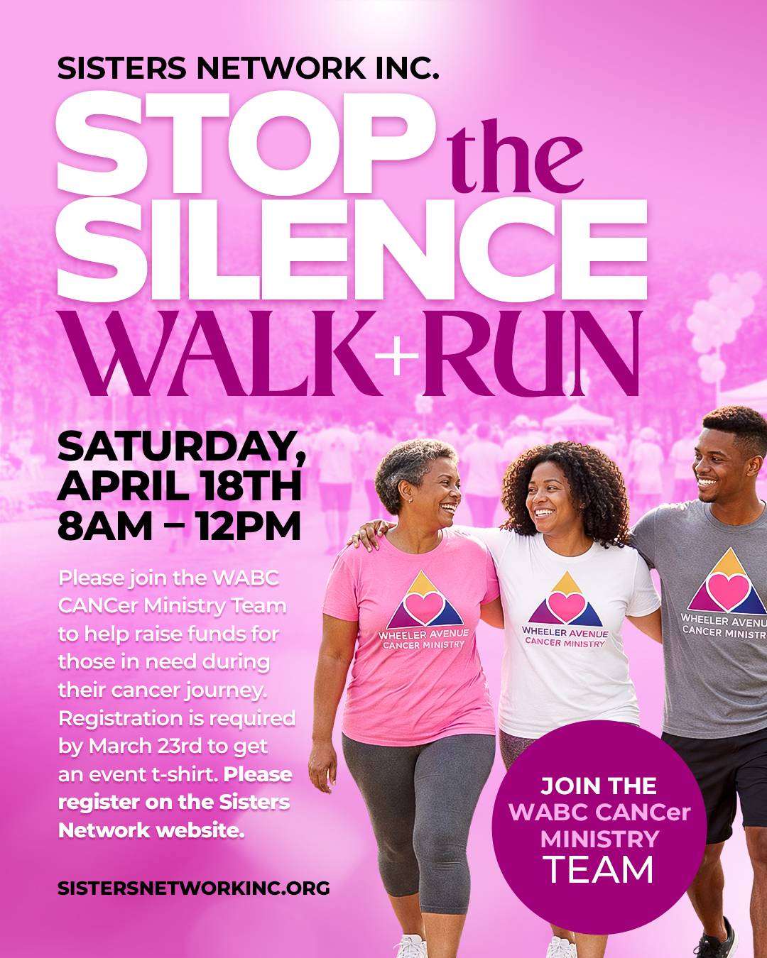Stop the Silence Walk/Run, Sisters Network Inc. header image