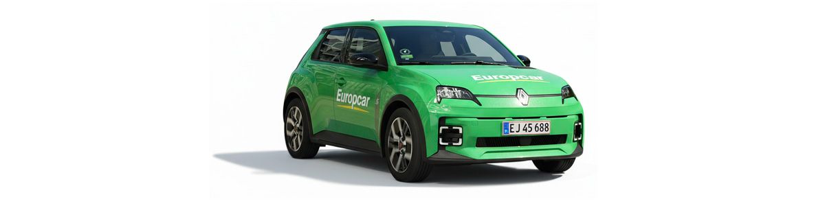 Renault 5 E-tech med Europcar logo