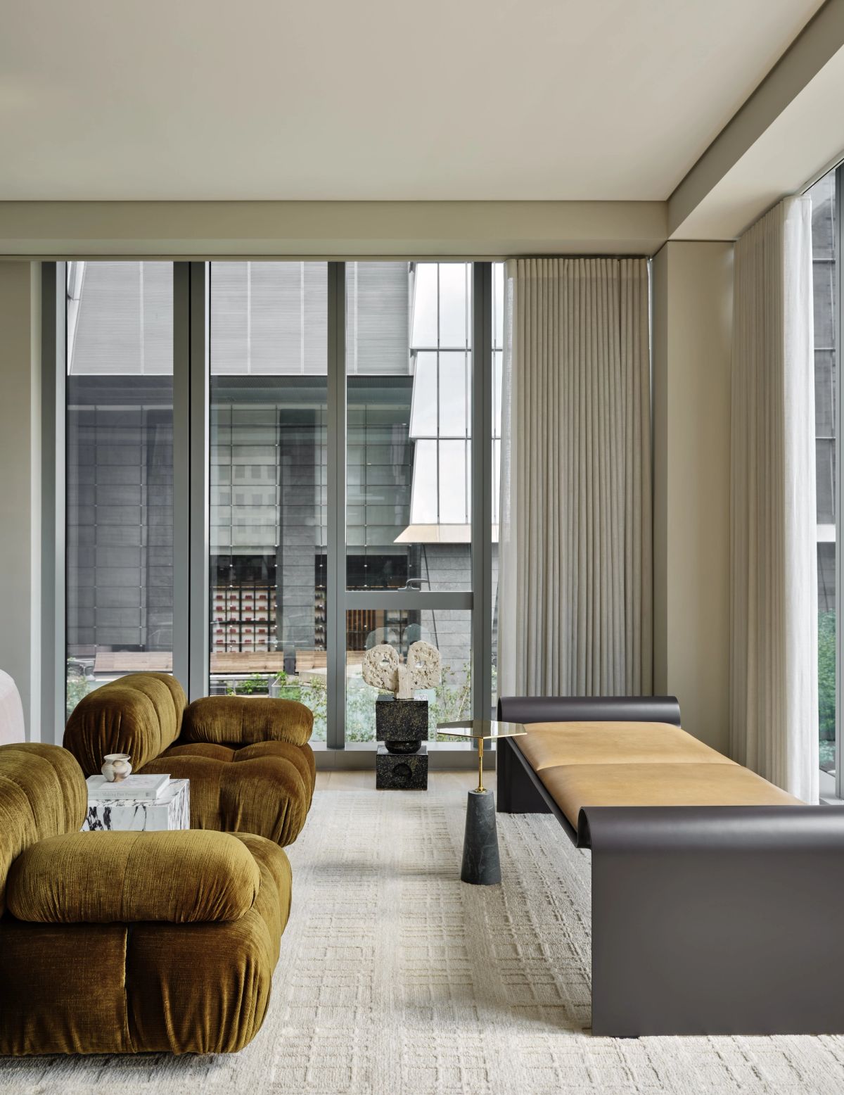 Custom bench and Mario Bellini chairs