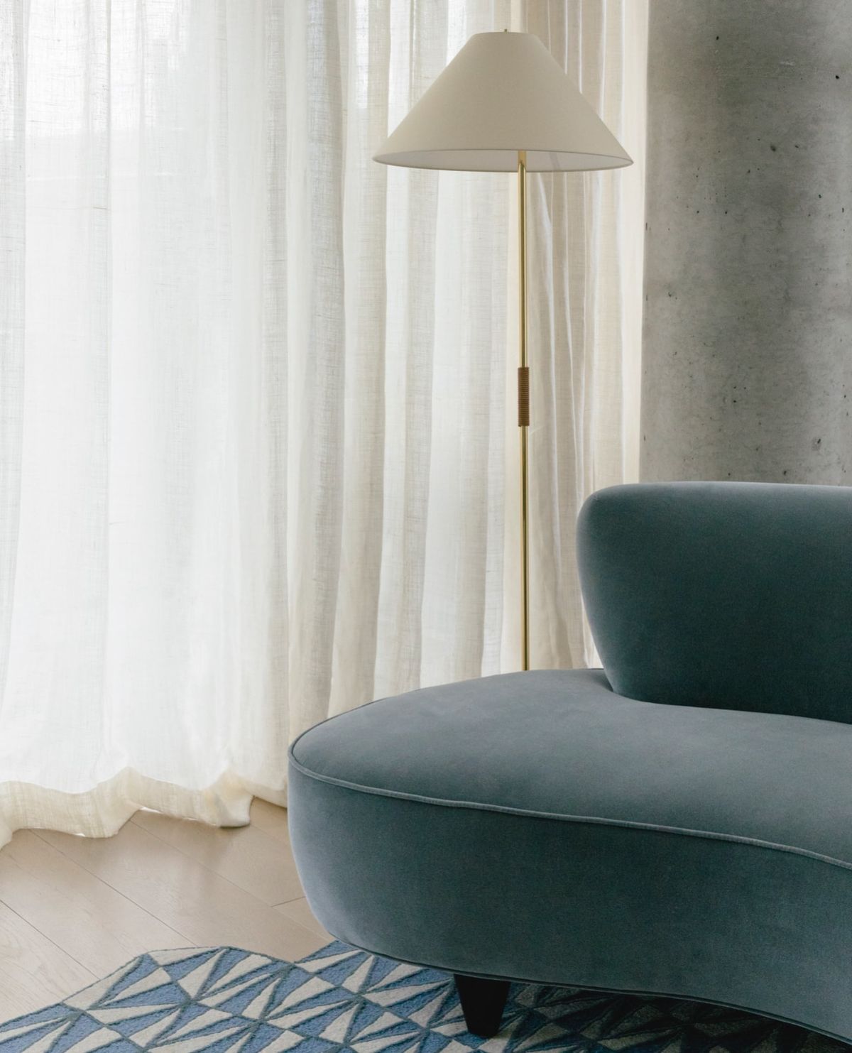 Detail of curved sofa