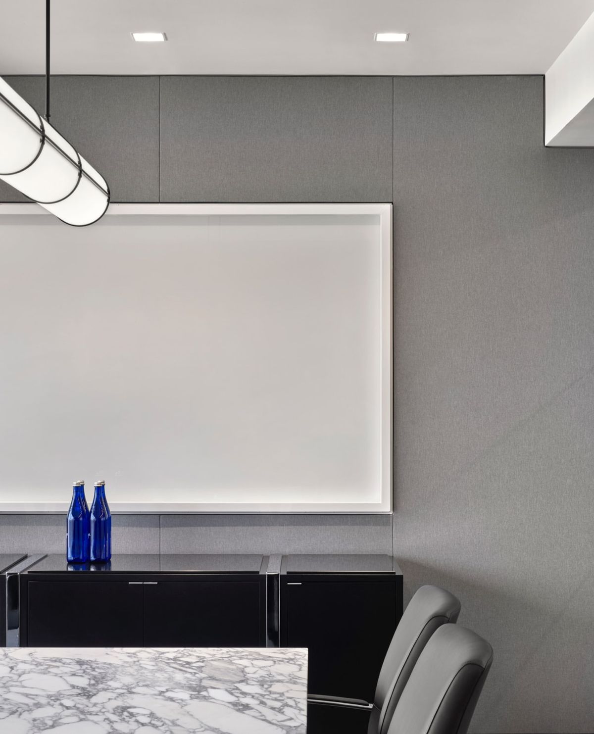 Detail of conference room credenza and wall