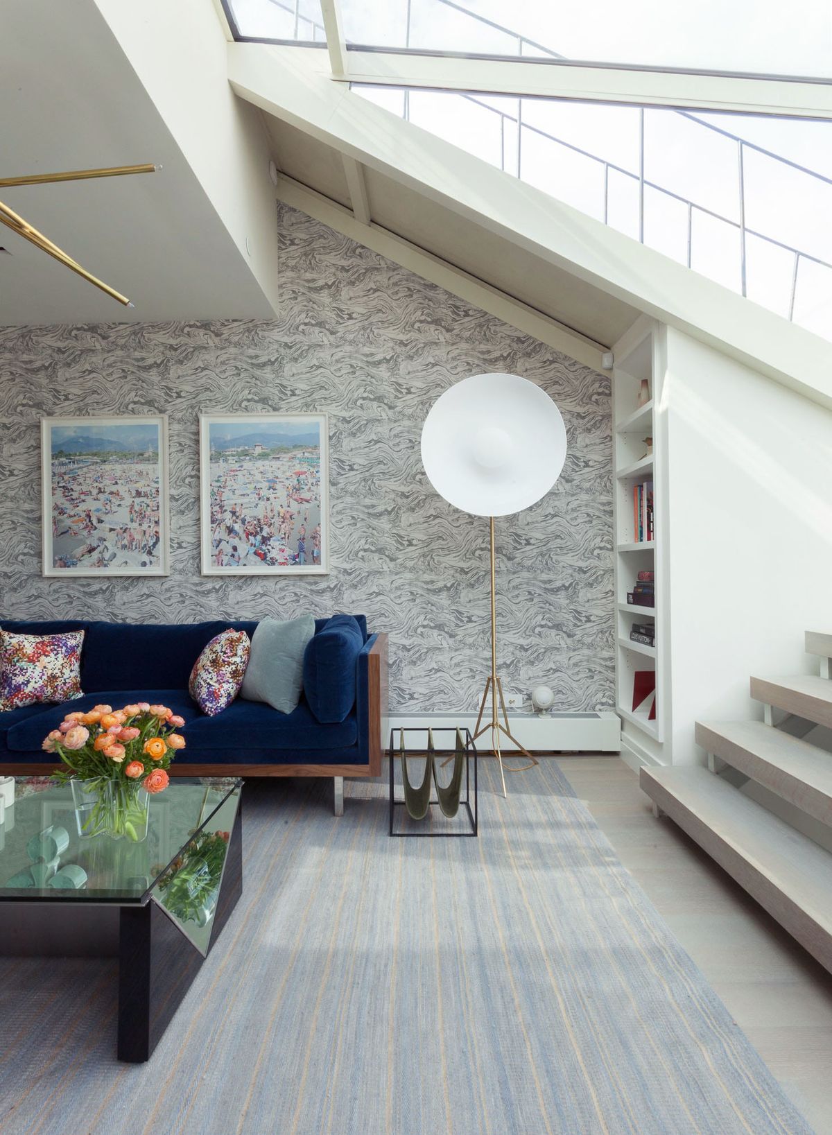 Detail view of study/media room from another angle and skylight above