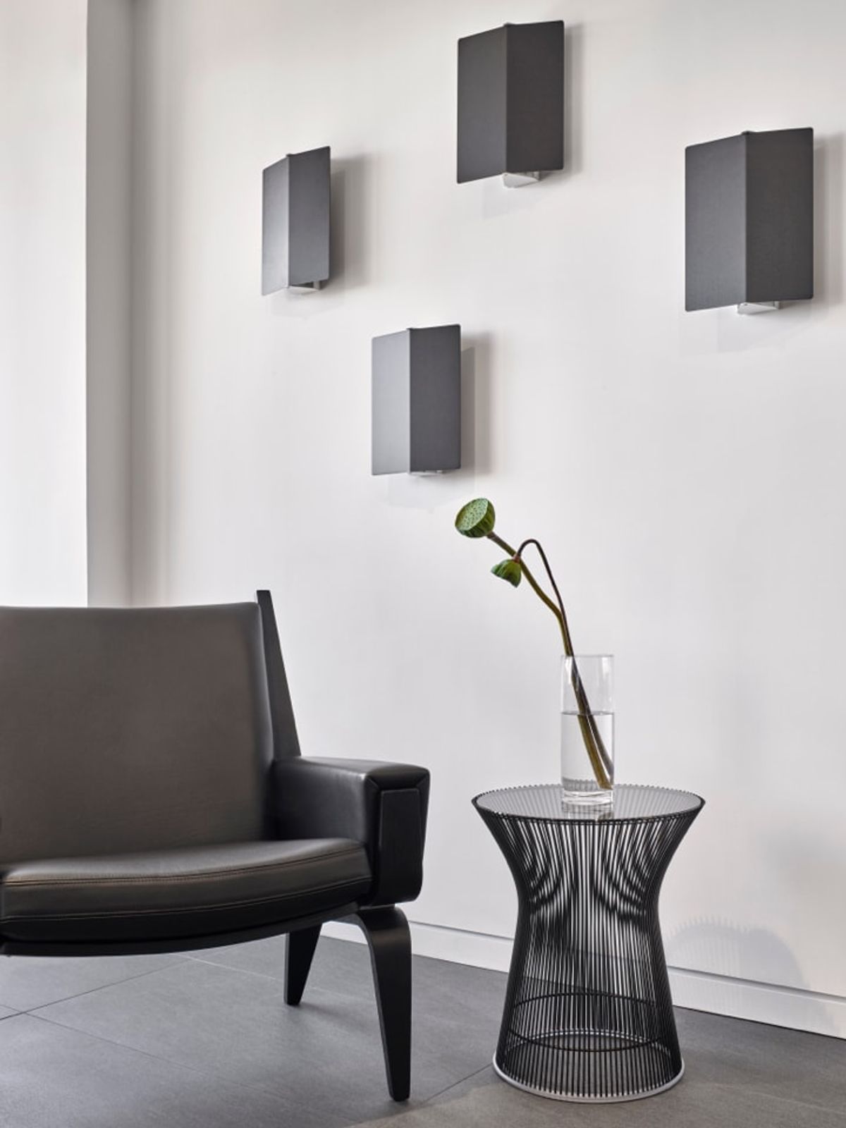 Detail of seating and wall sconces