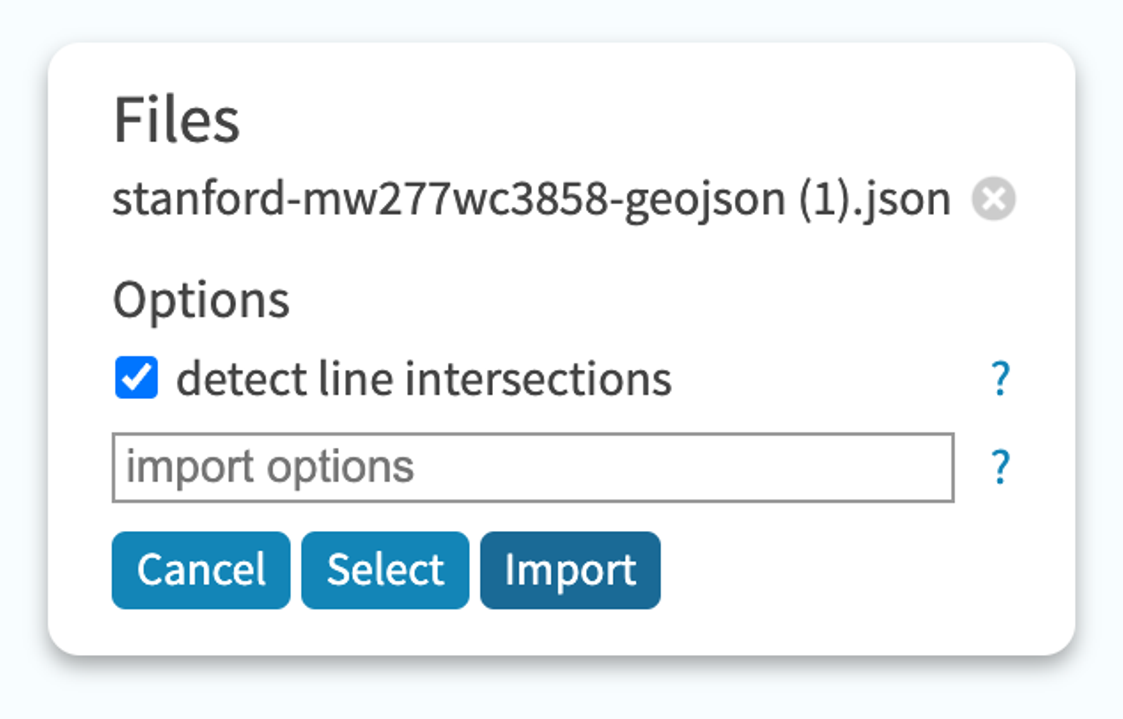 A blue button with the word