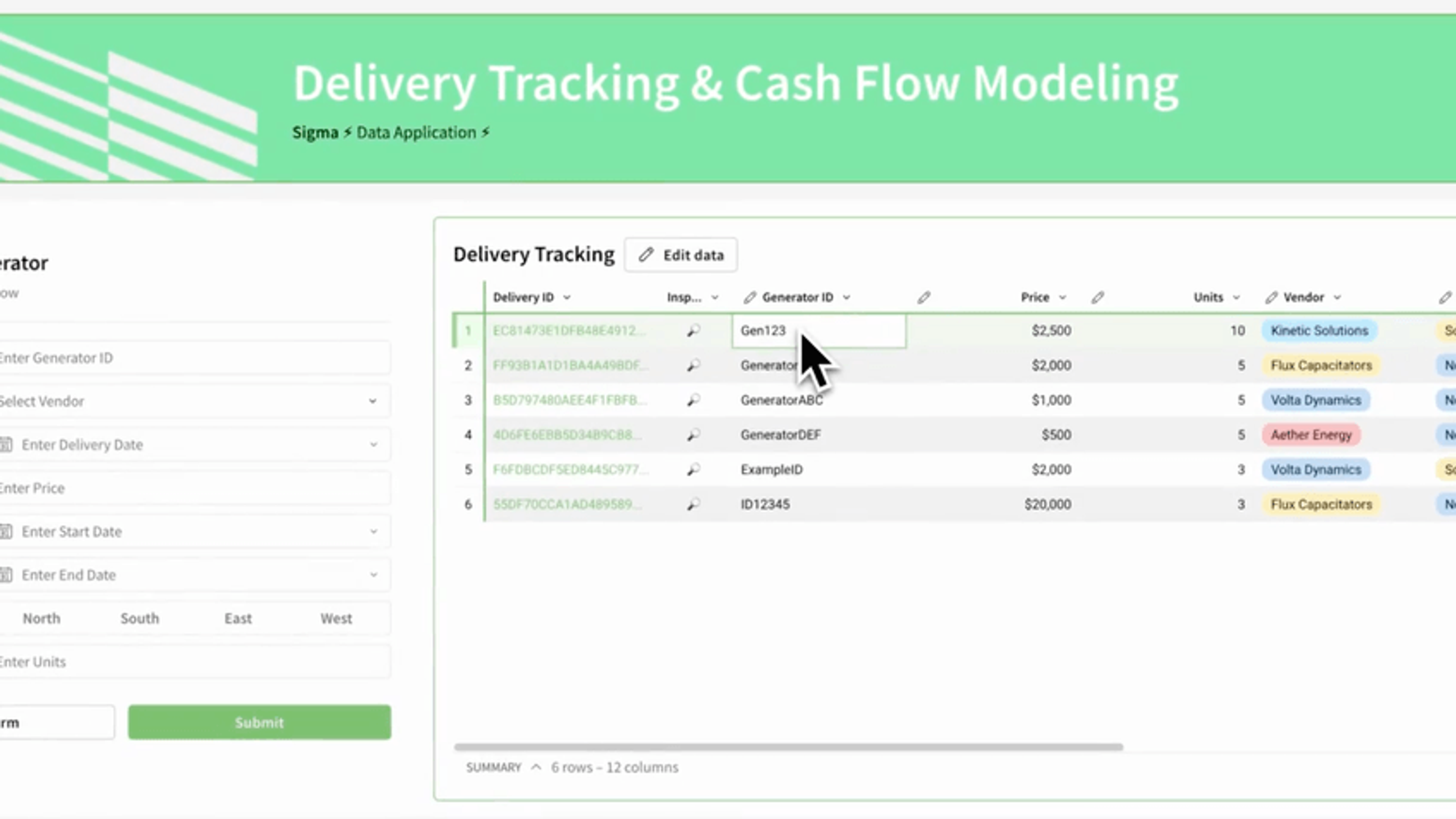Delivery Tracking & Cash Flow Modeling App