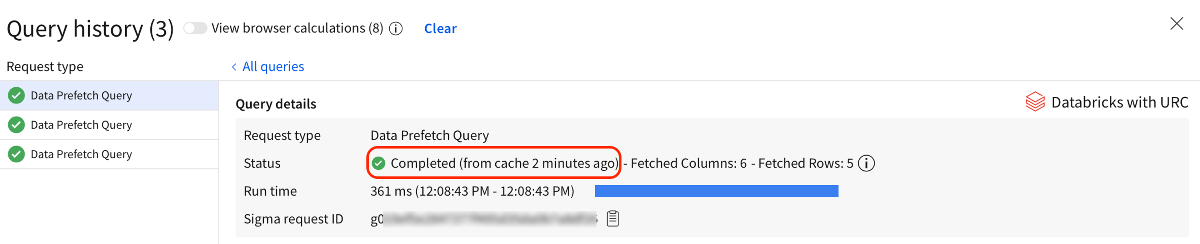 Sigma query history