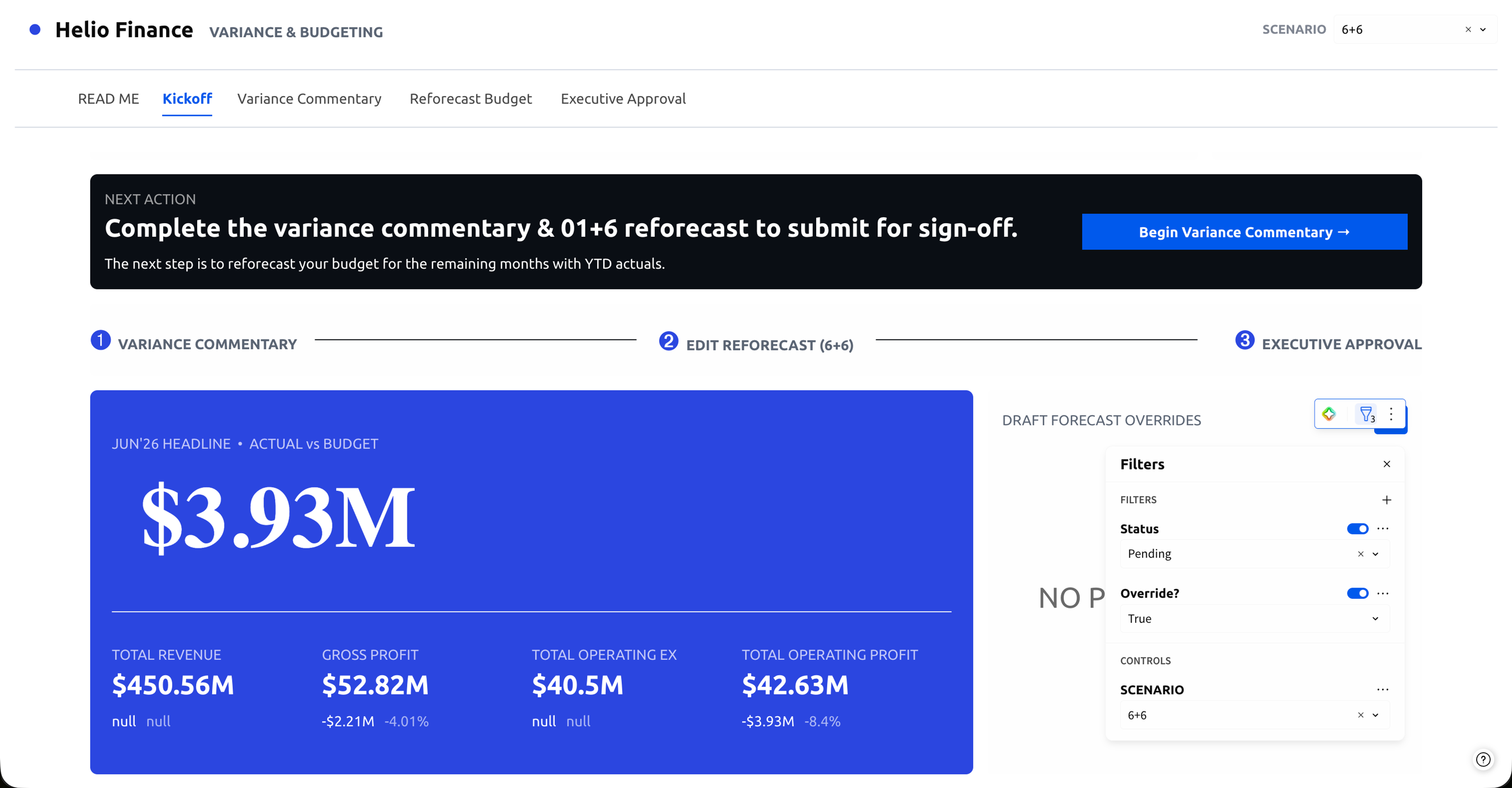 Budget variance app example