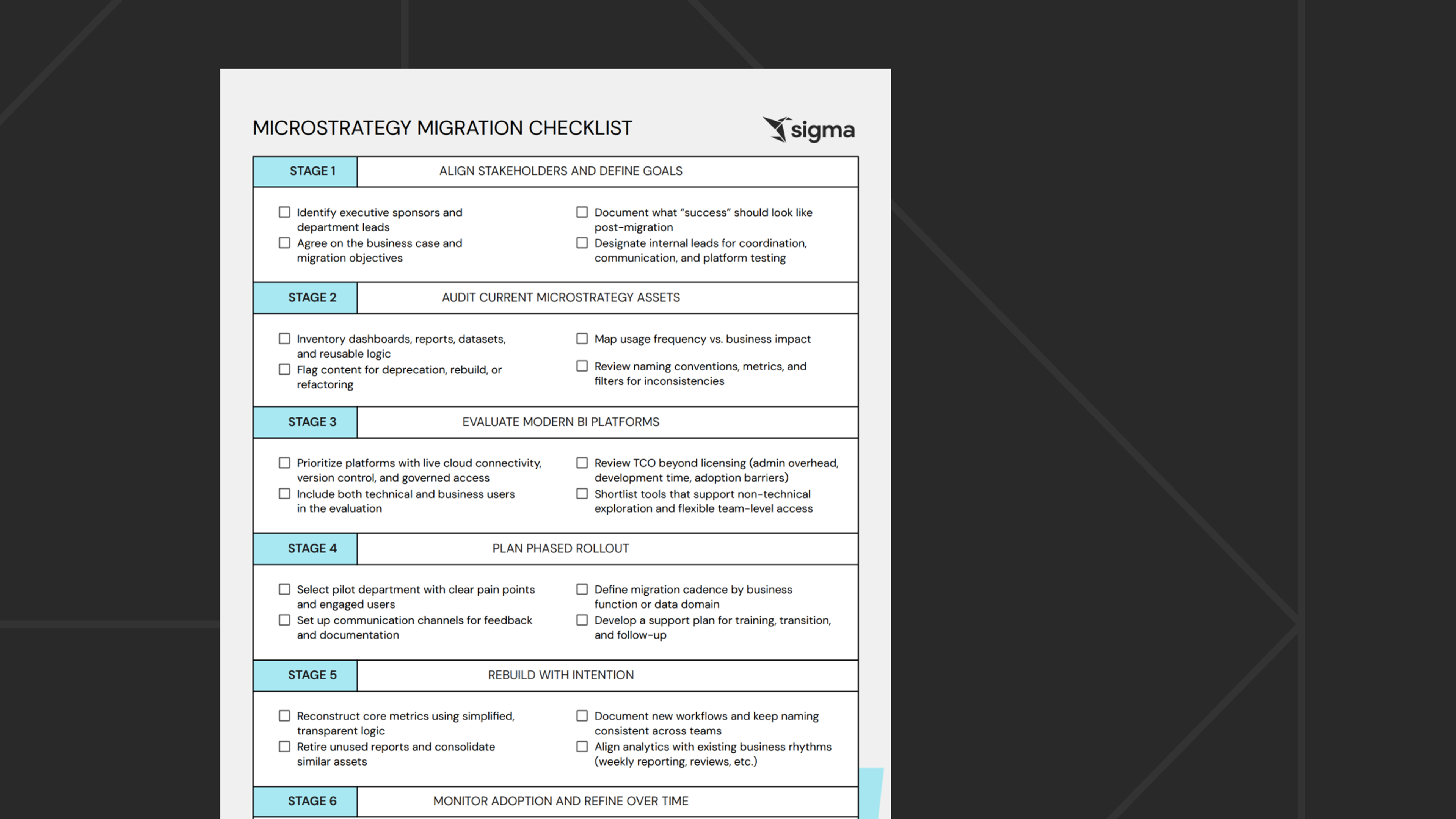MicroStrategy Migration Checklist