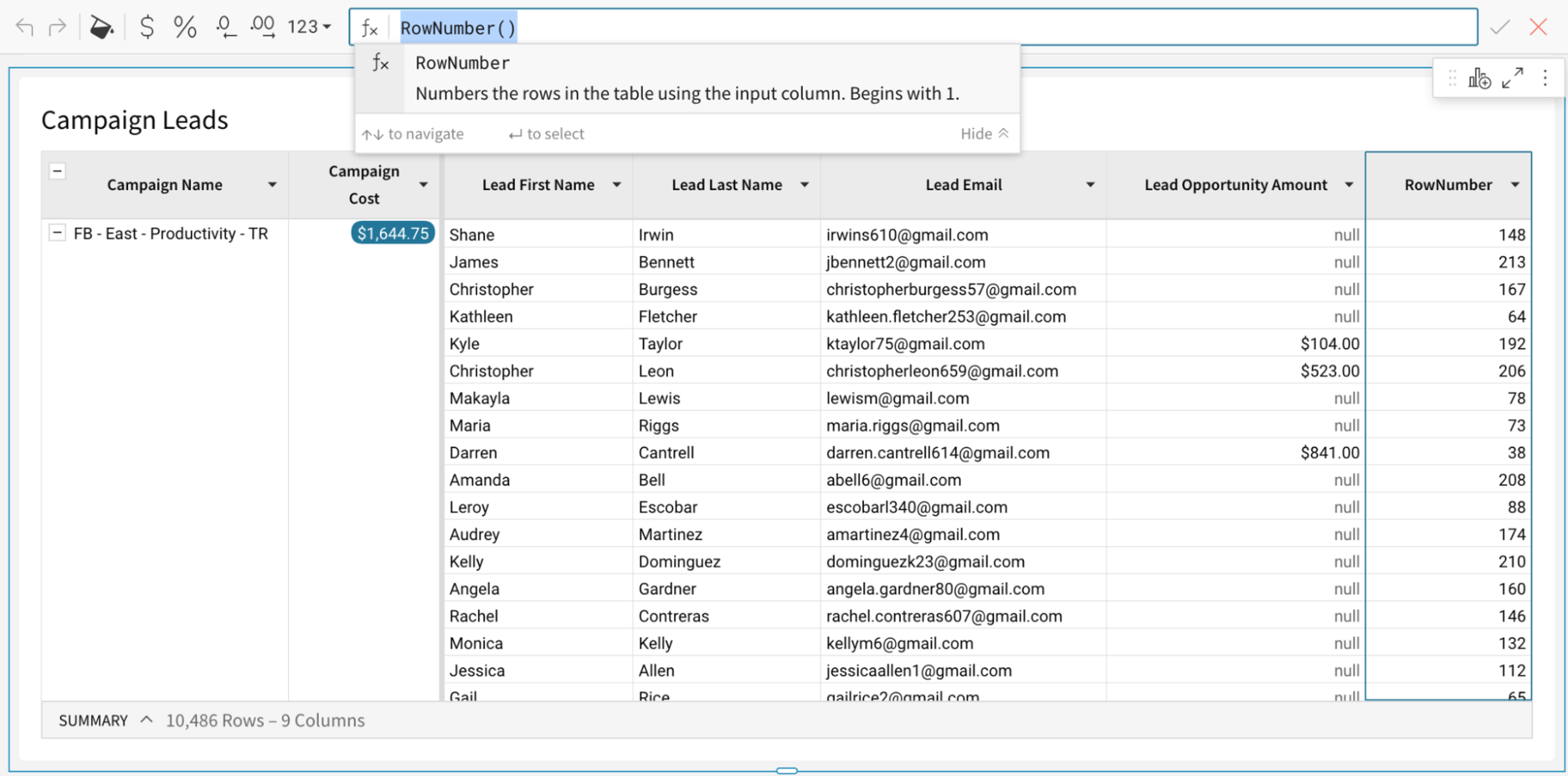 A screenshot of a spreadsheet with the words