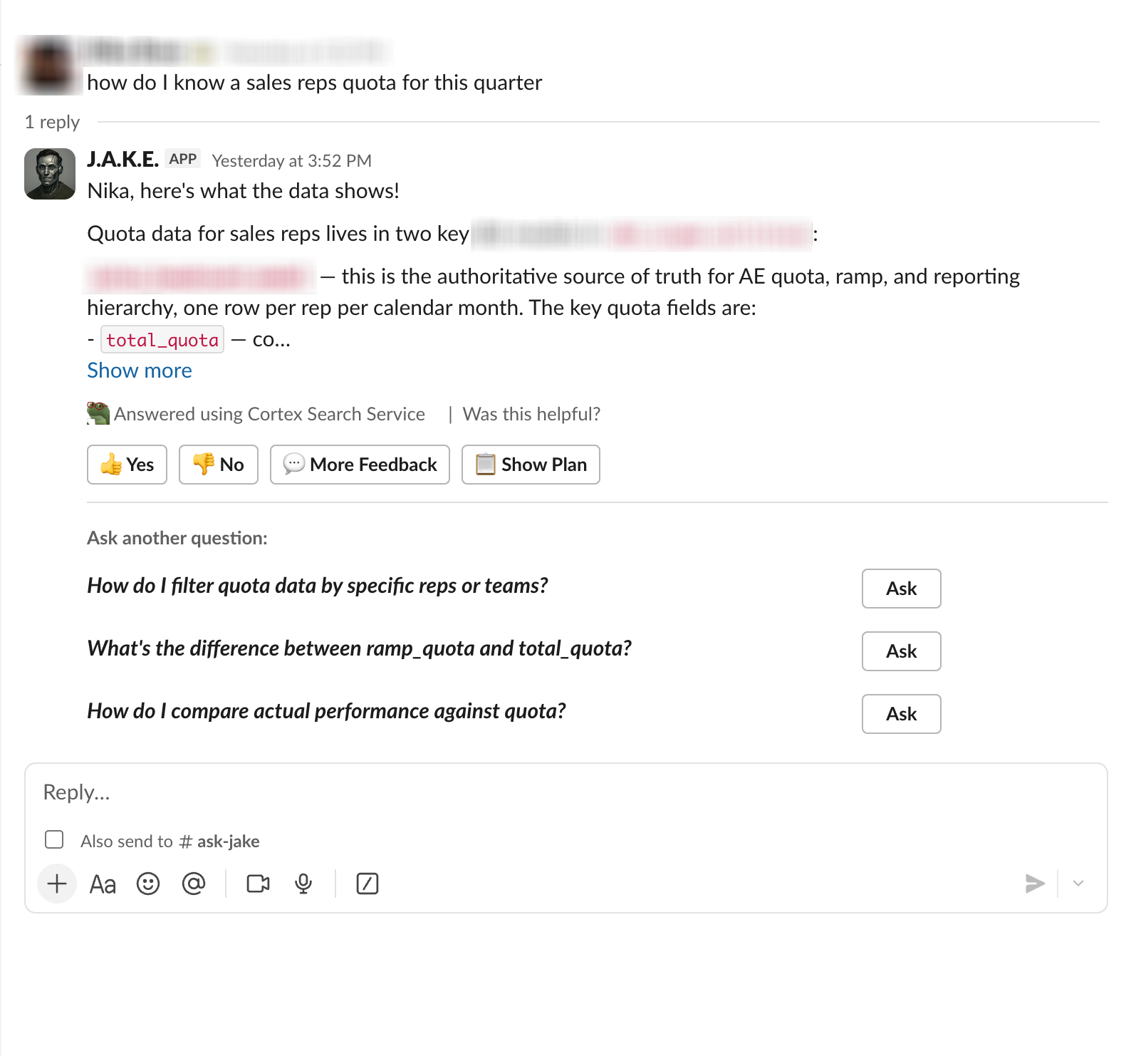 A Cortex Agent can stand behind Sigma's Slack bot integration