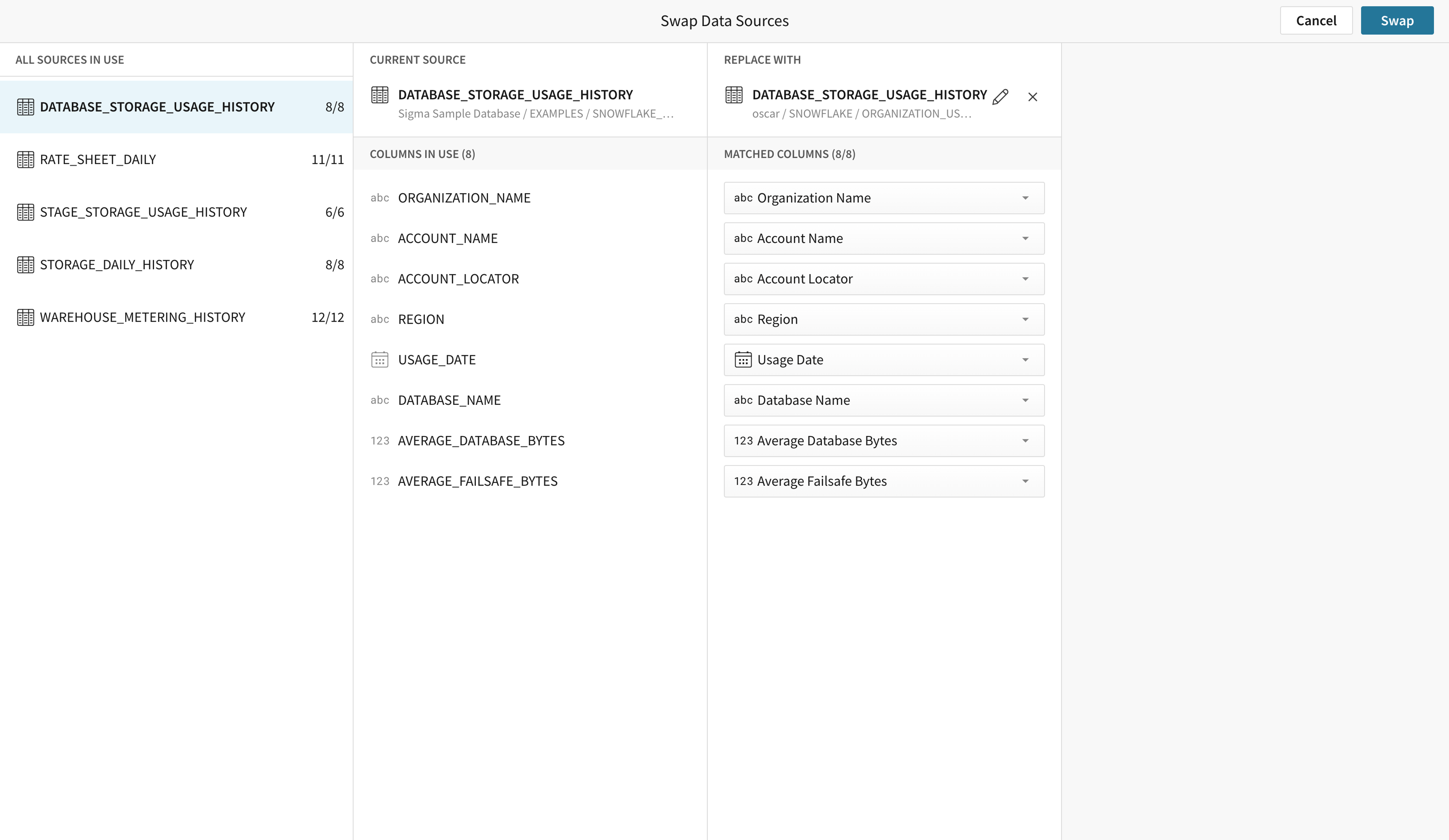 A screen with a list of options including data sources, data types, and data formats.