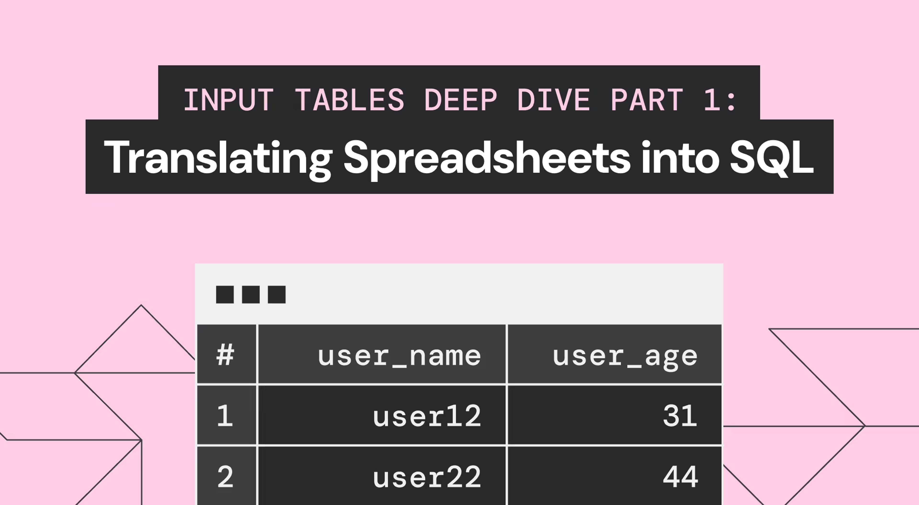 Input Tables Deep Dive Part 1: Translating Spreadsheets into SQL