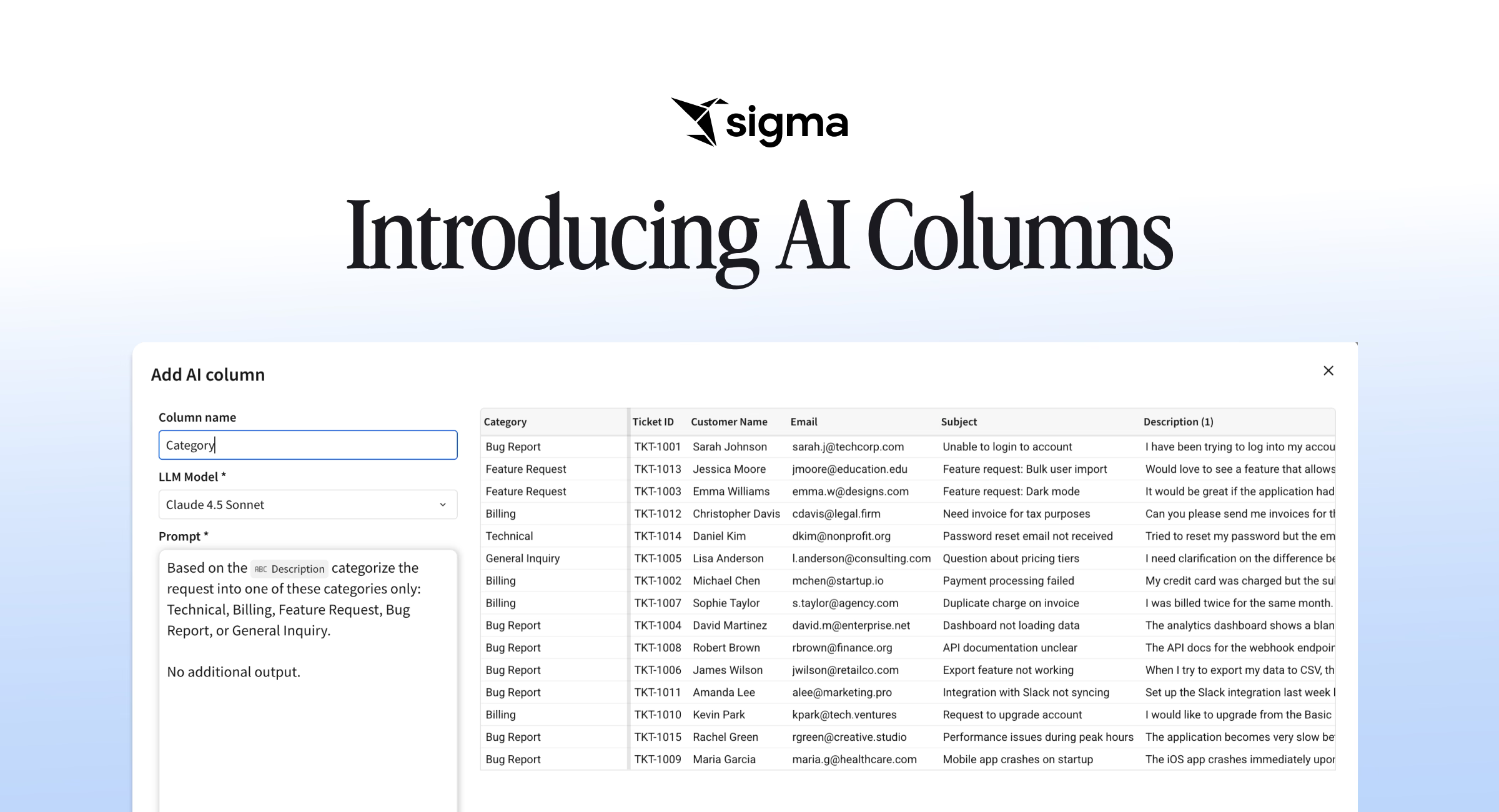 Introducing AI columns: Run a prompt on every row, right in your table