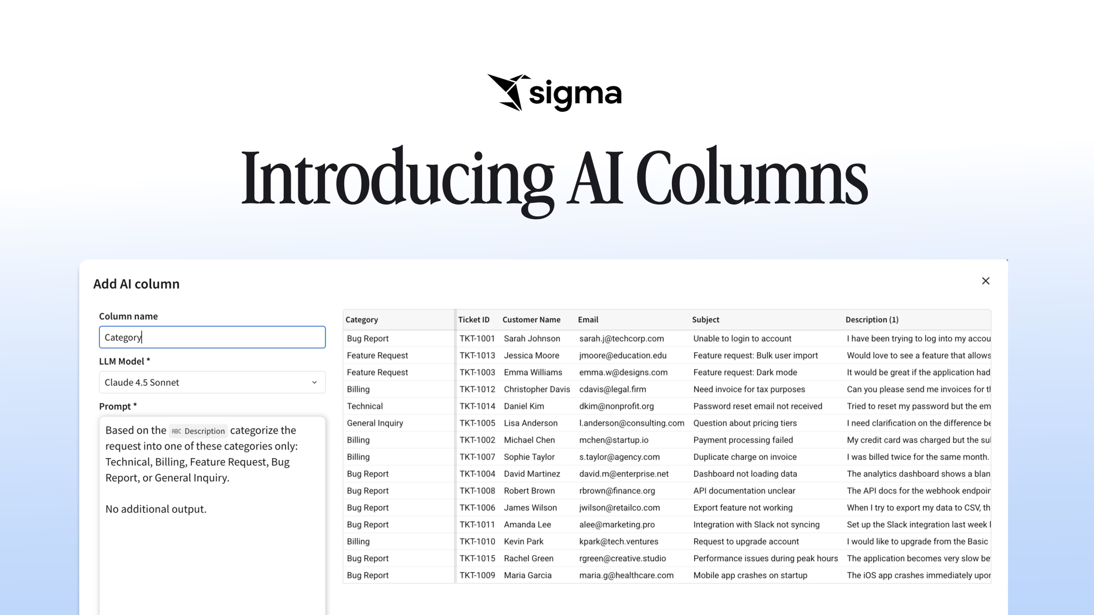 Introducing AI columns: Run a prompt on every row, right in your table