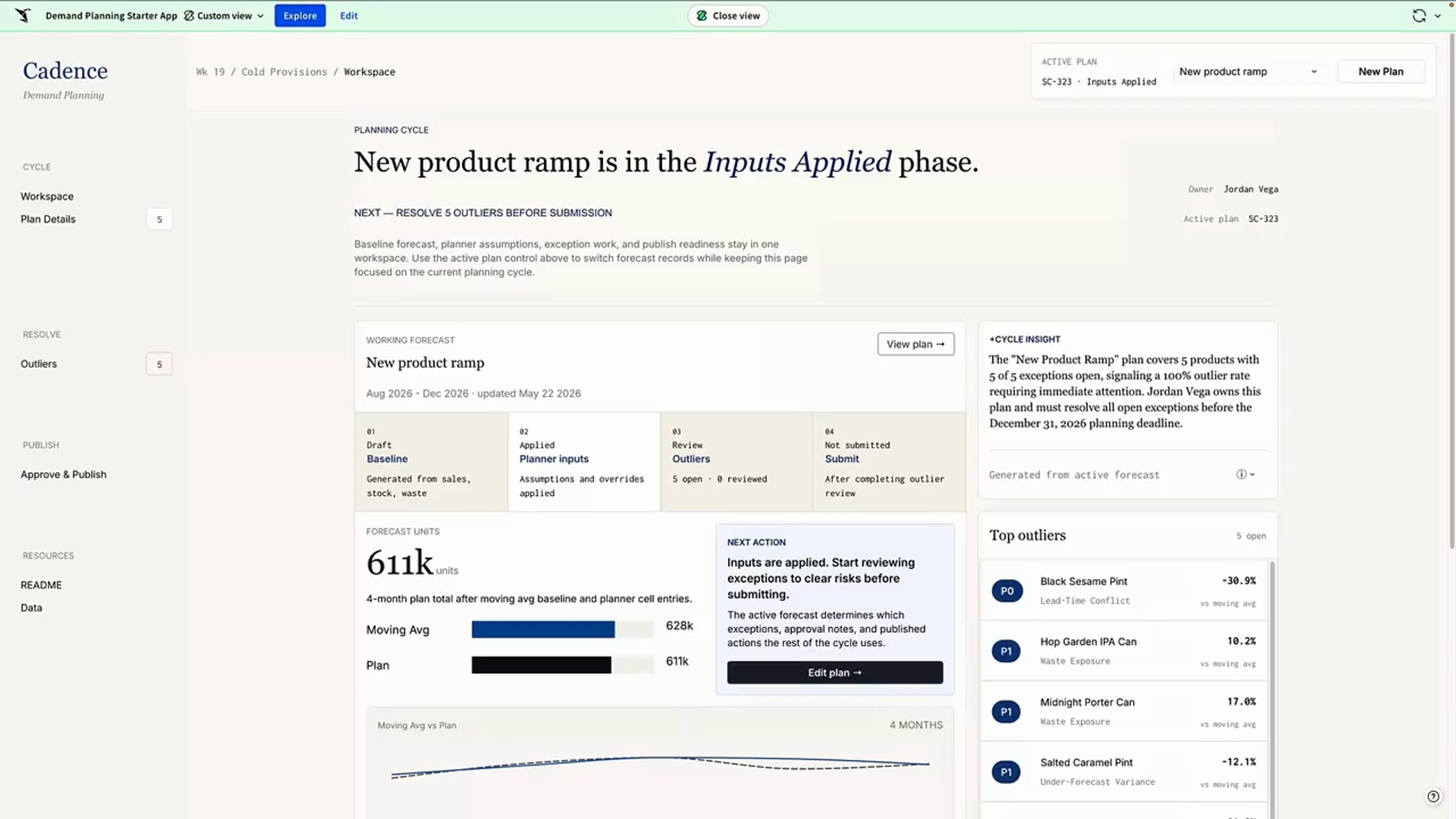 Demand planning app built in Sigma