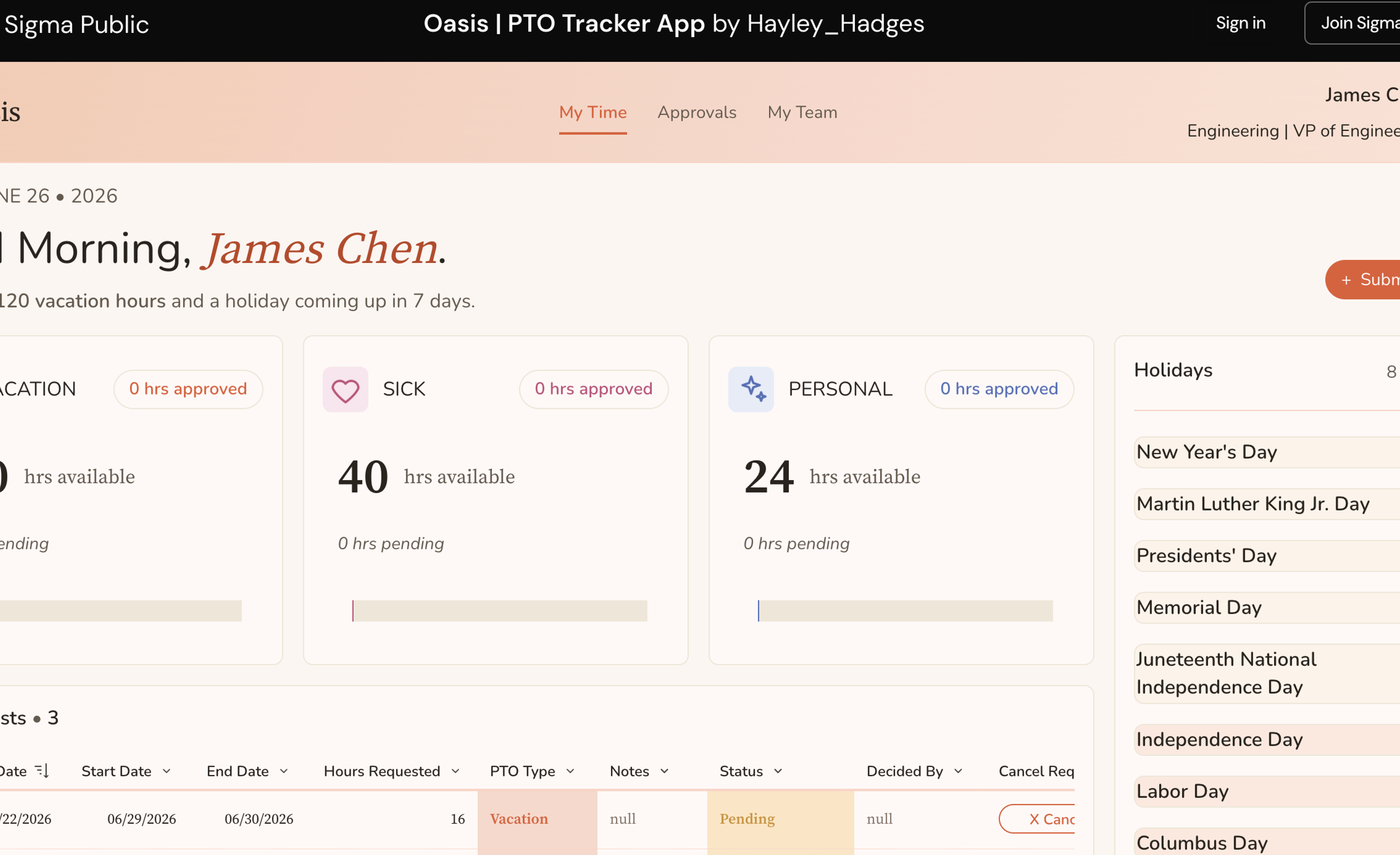 SUM: Building a PTO Tracker App in Sigma Public