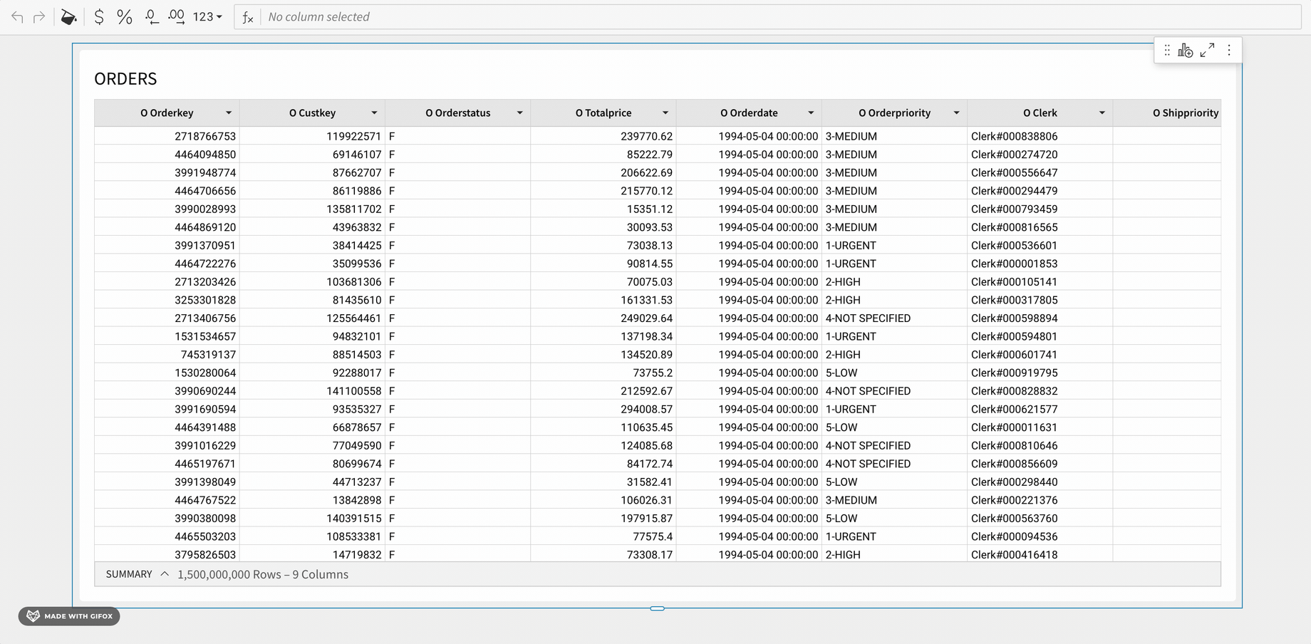 A list of orders is displayed on a computer screen.