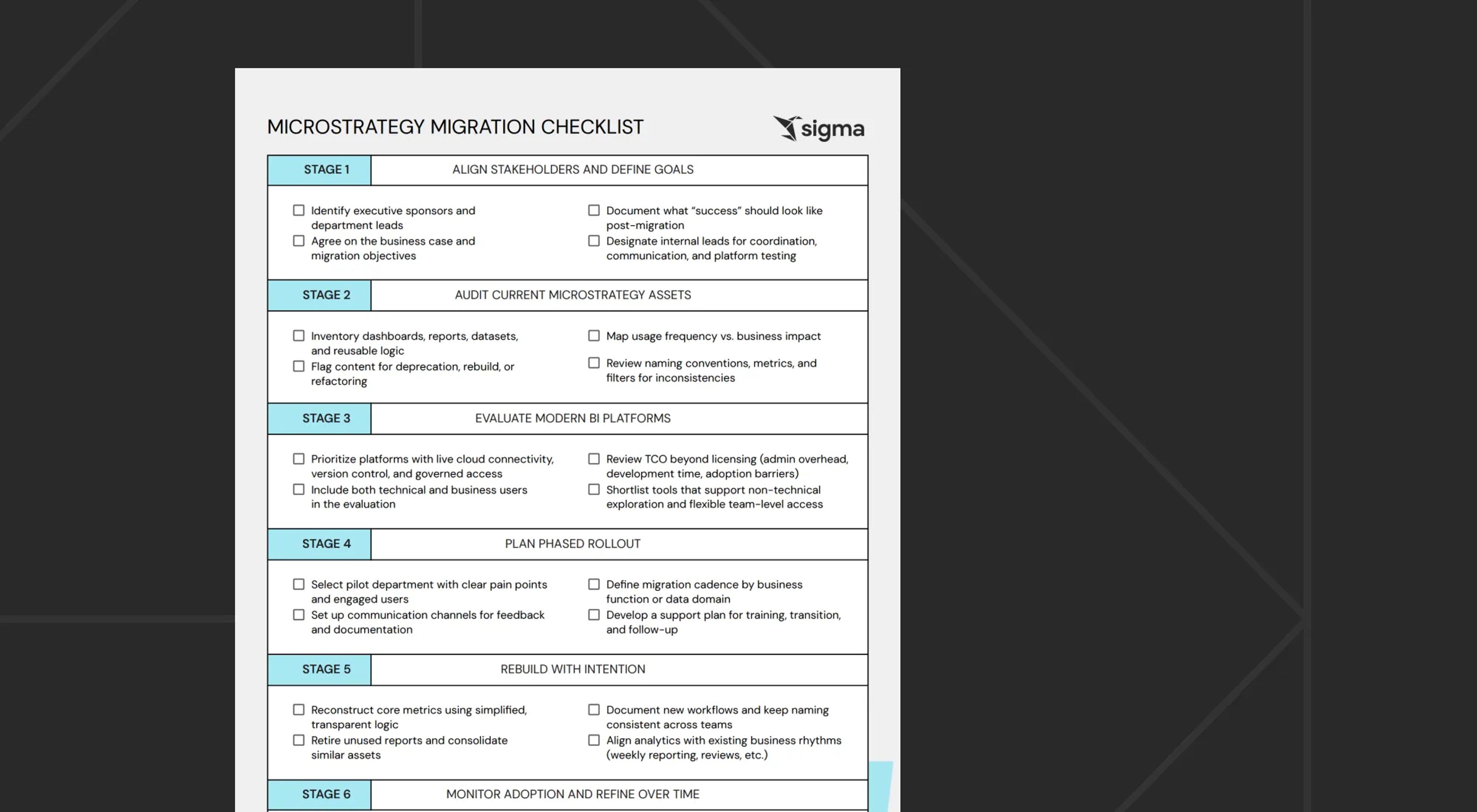 MicroStrategy Migration Checklist