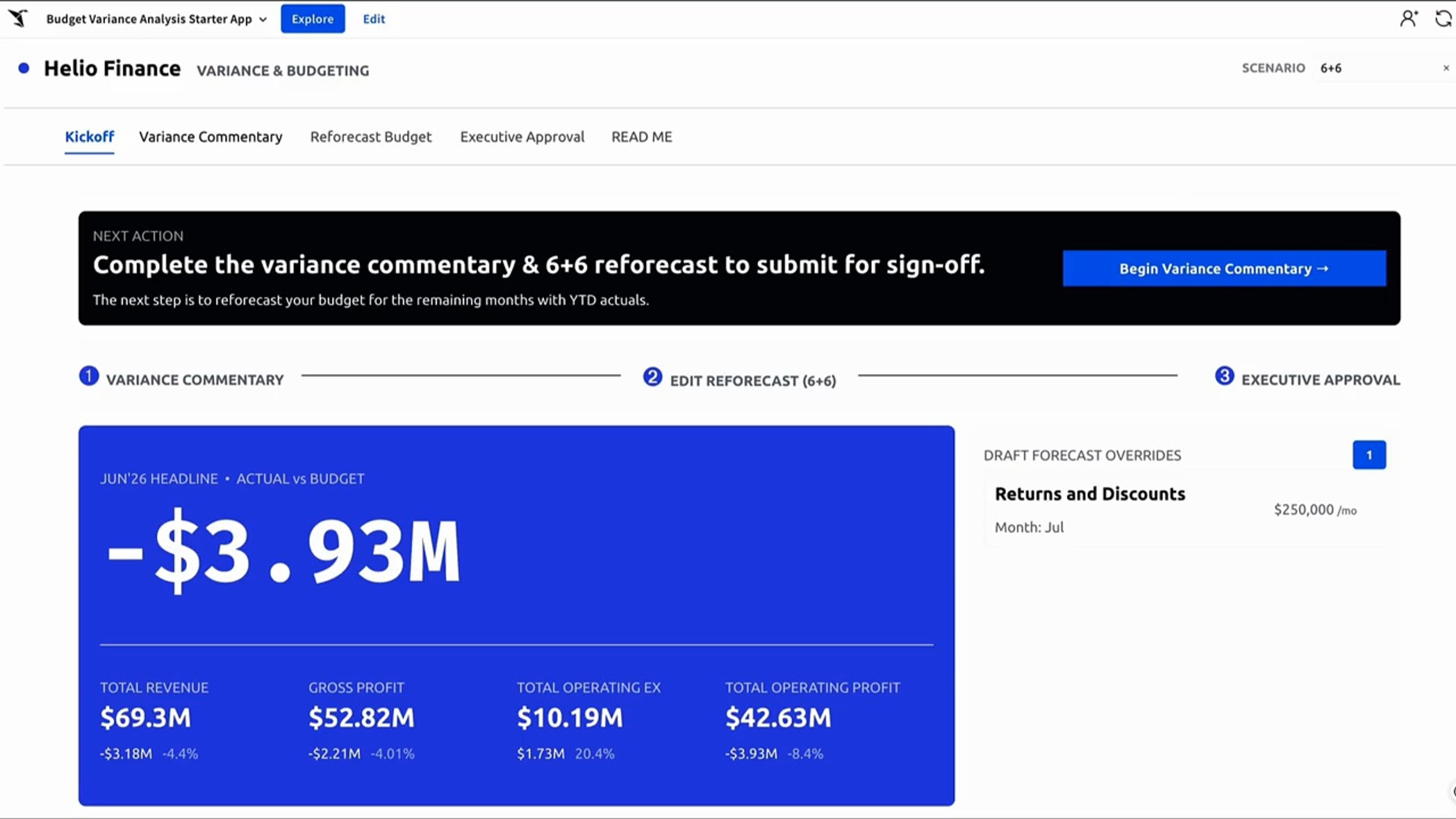 Budget variance app built in Sigma