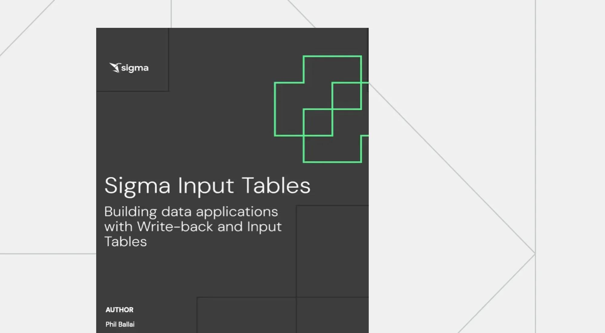 Sigma Input Tables: Building data applications with Write-back and Input Tables