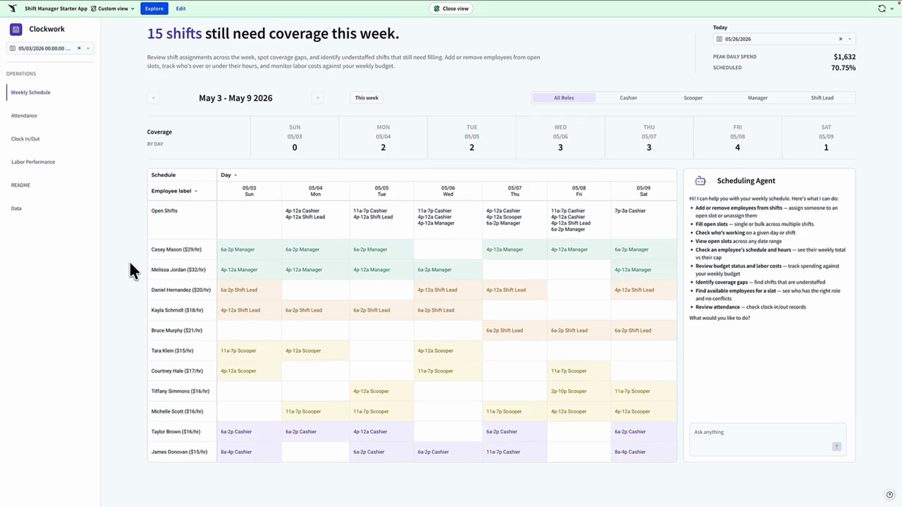 Shift management app