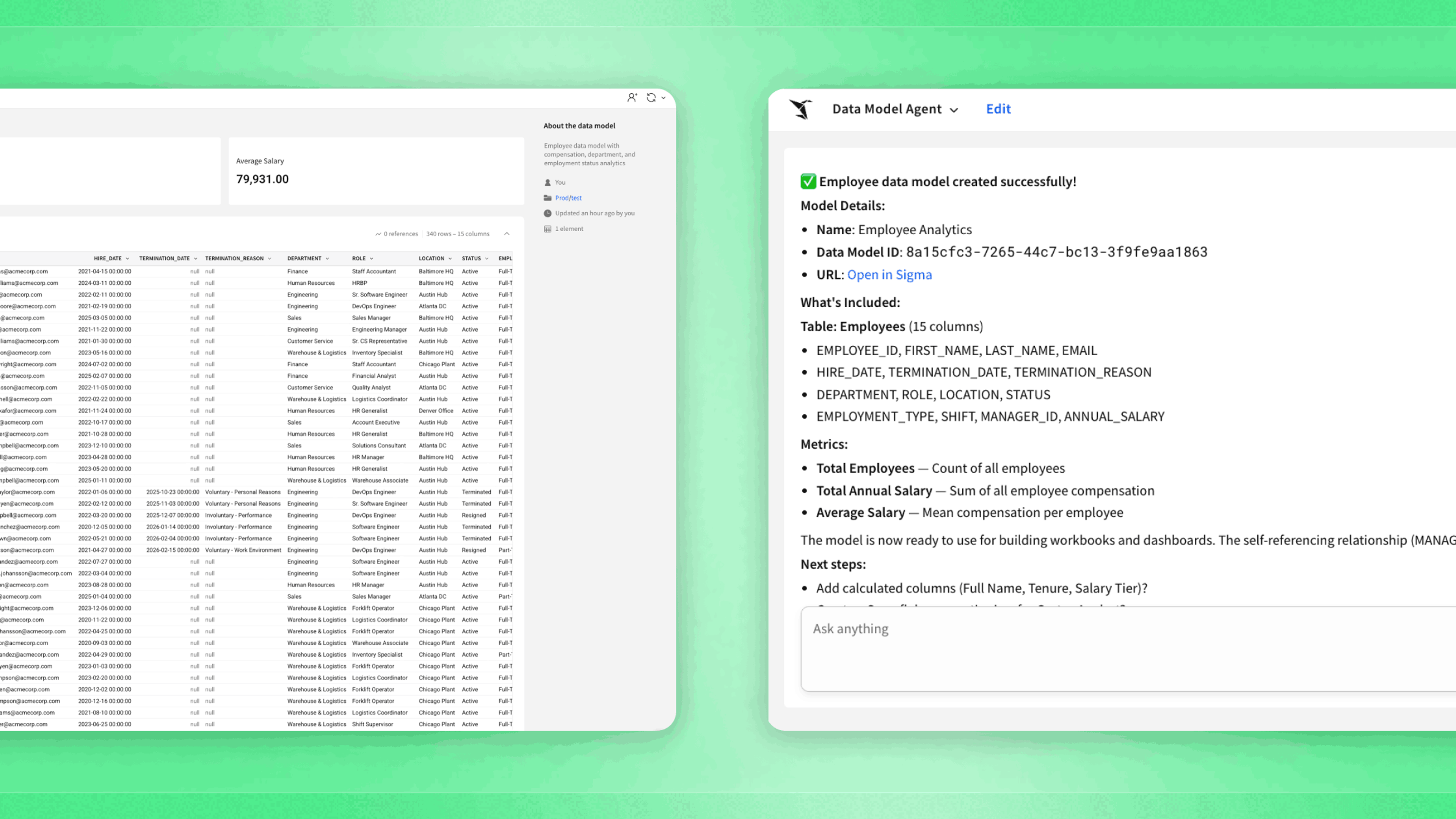 How to Build a Sigma Agent for Data Modeling in Your Warehouse