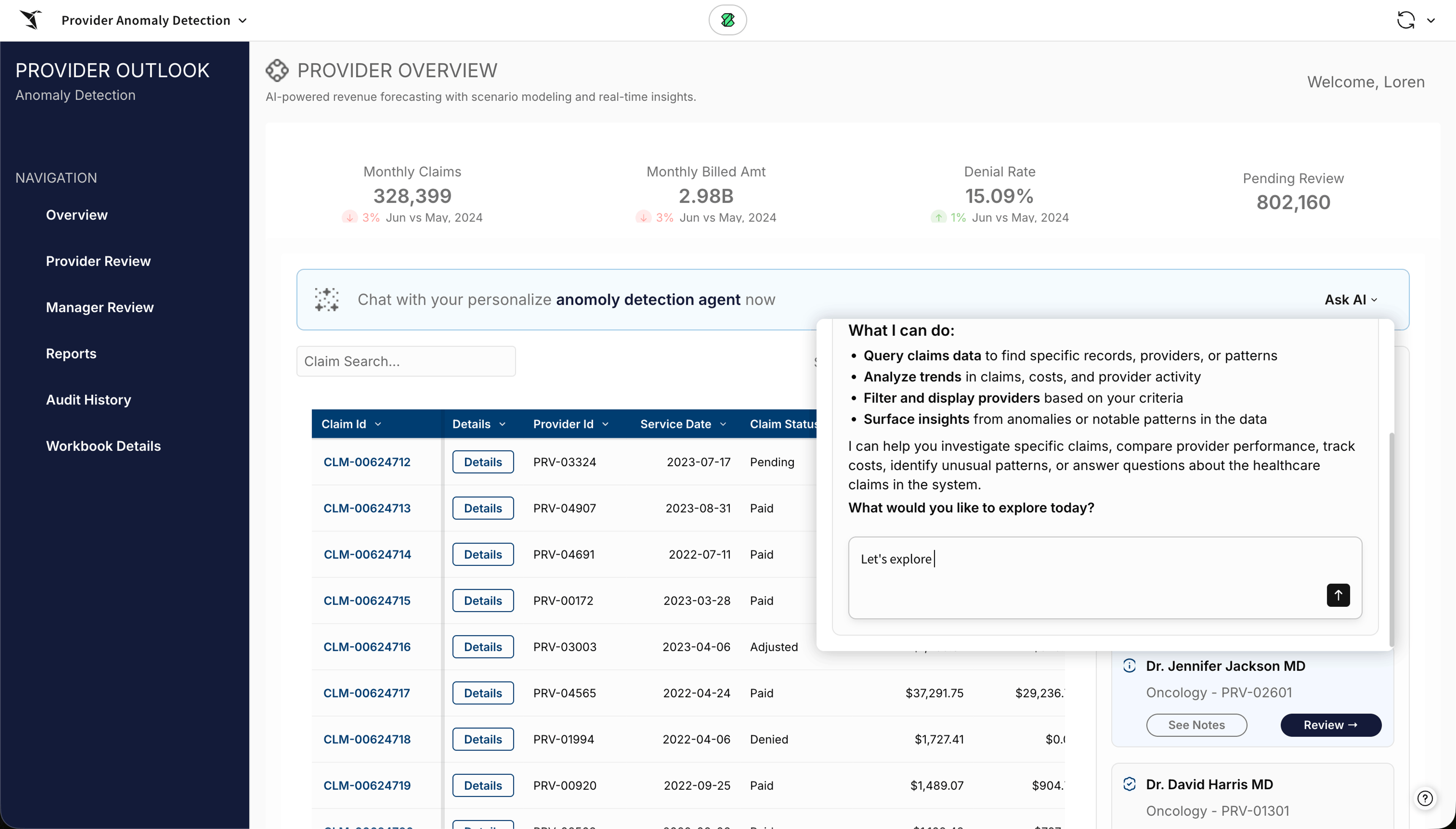 Provider outlook AI assistant