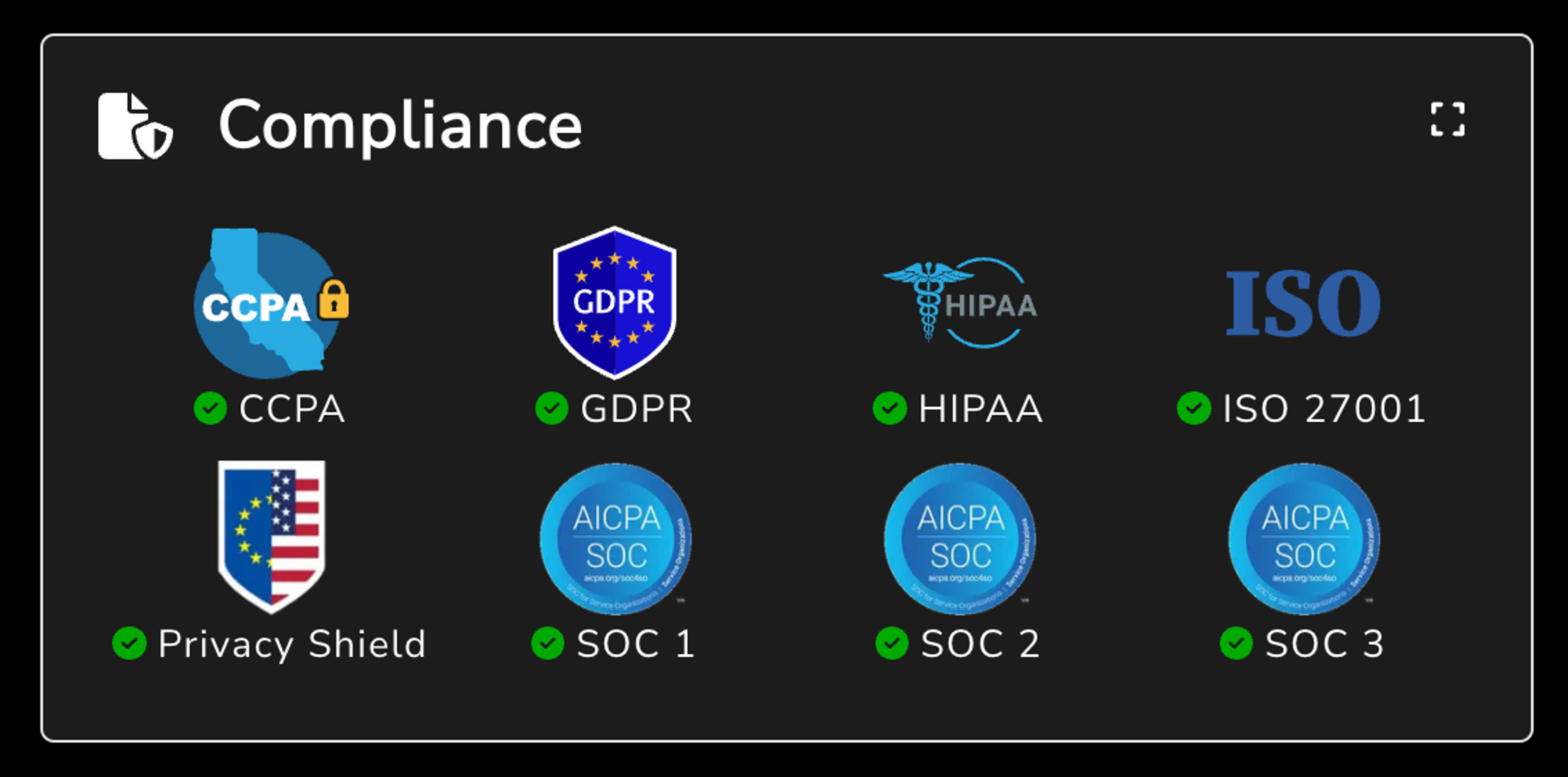 A screen with a compliance checklist.