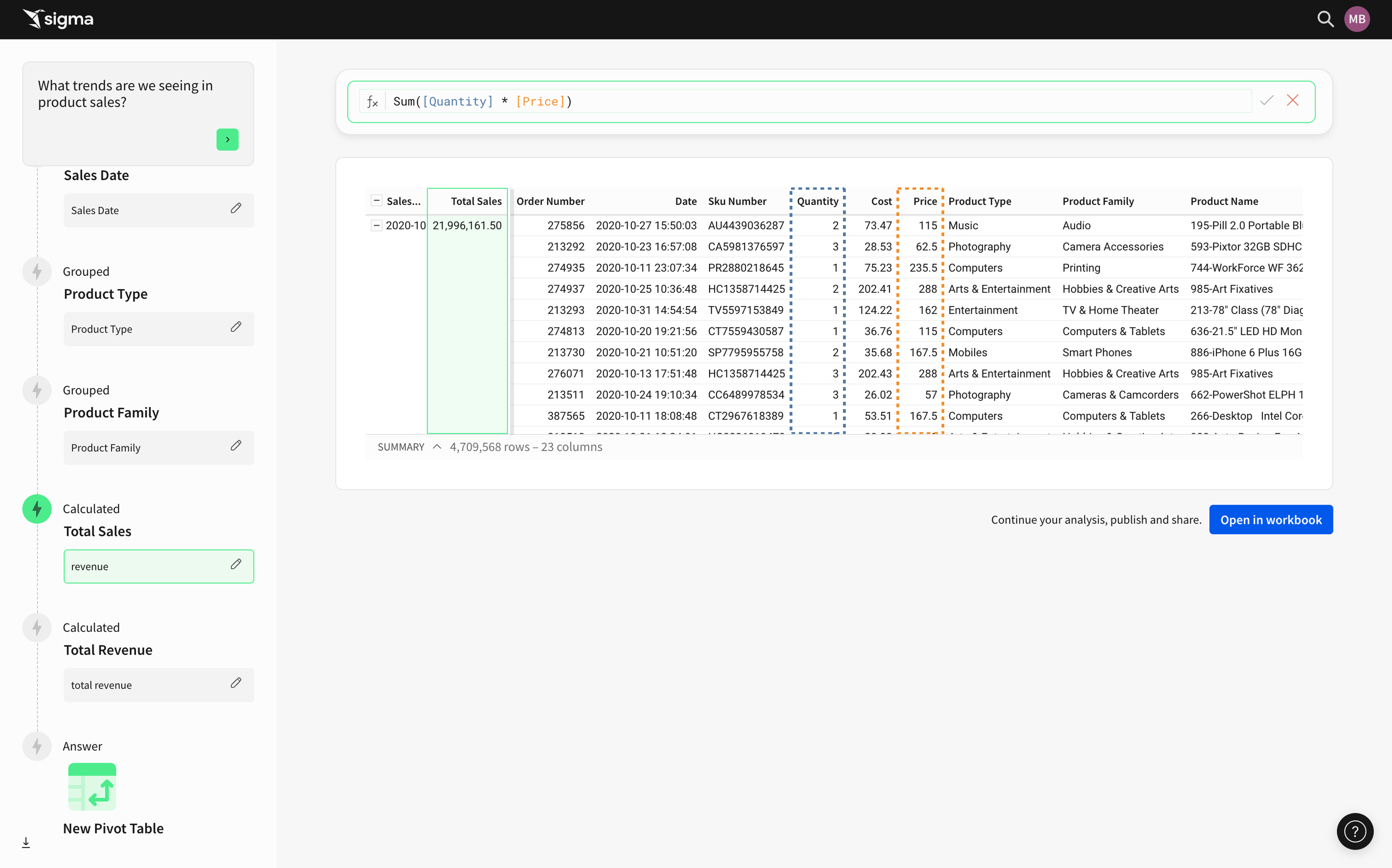 sigma ask ai screenshot. ai query