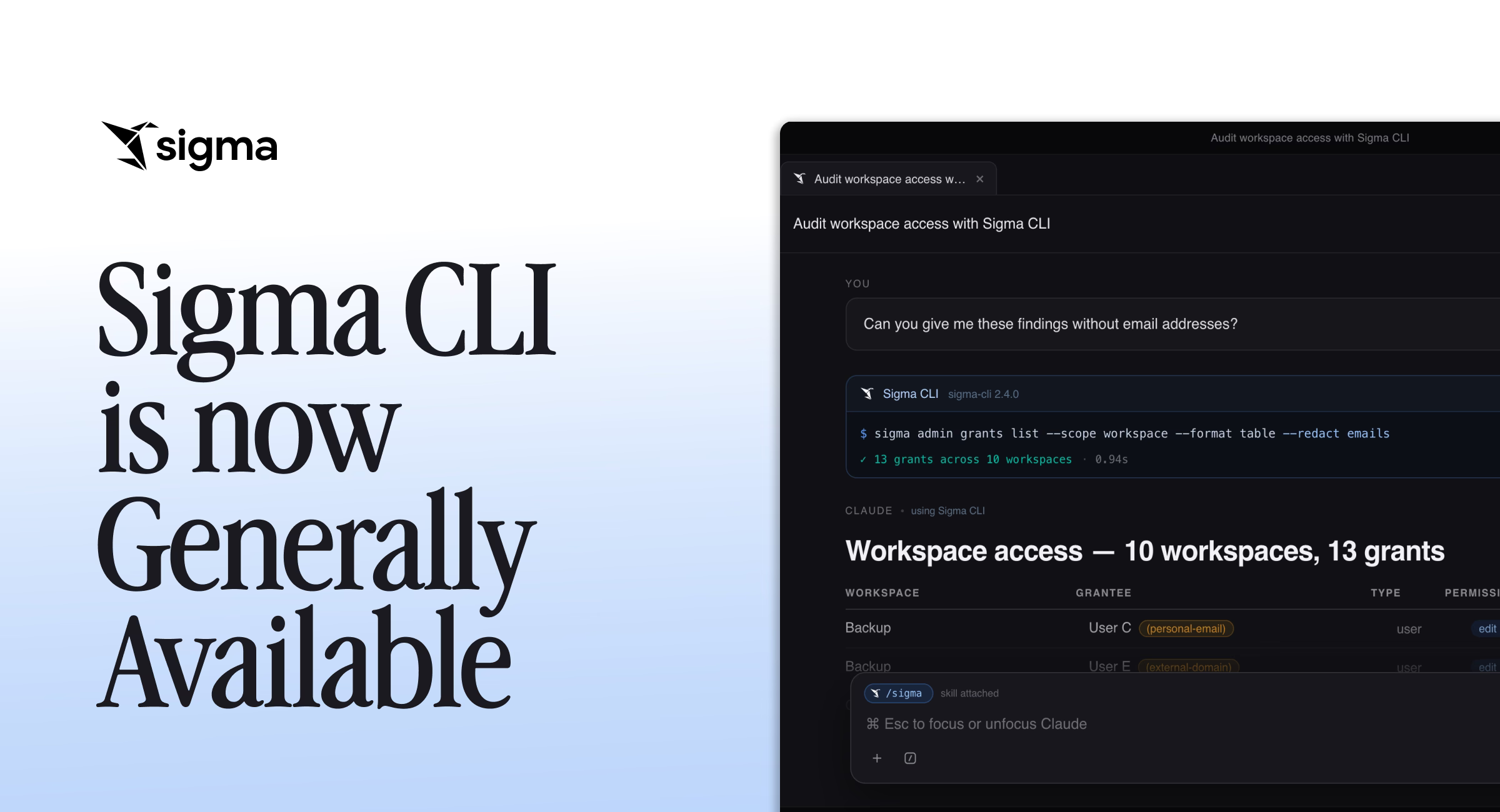 Sigma CLI is now Generally Available