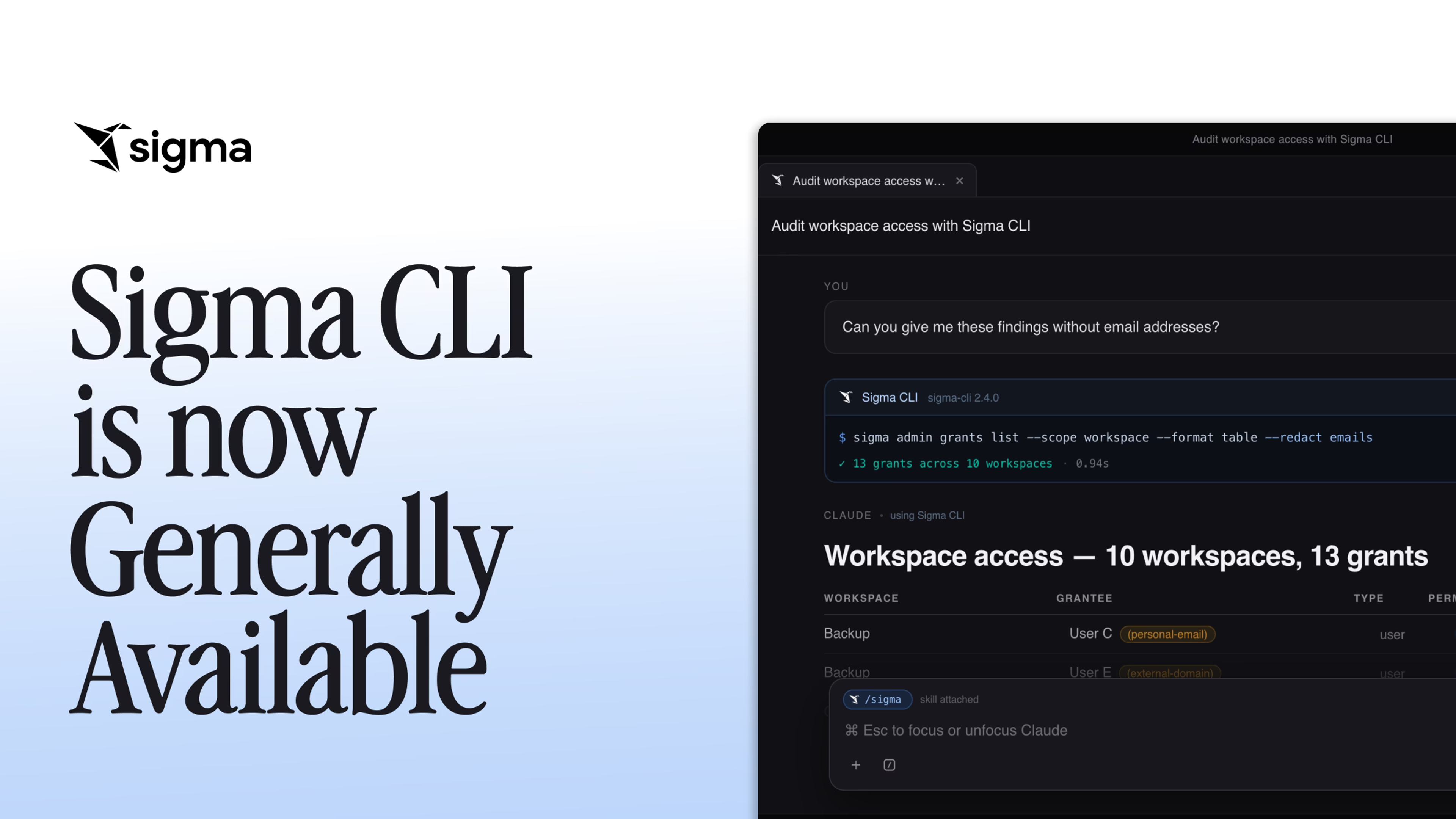 Sigma CLI is now Generally Available