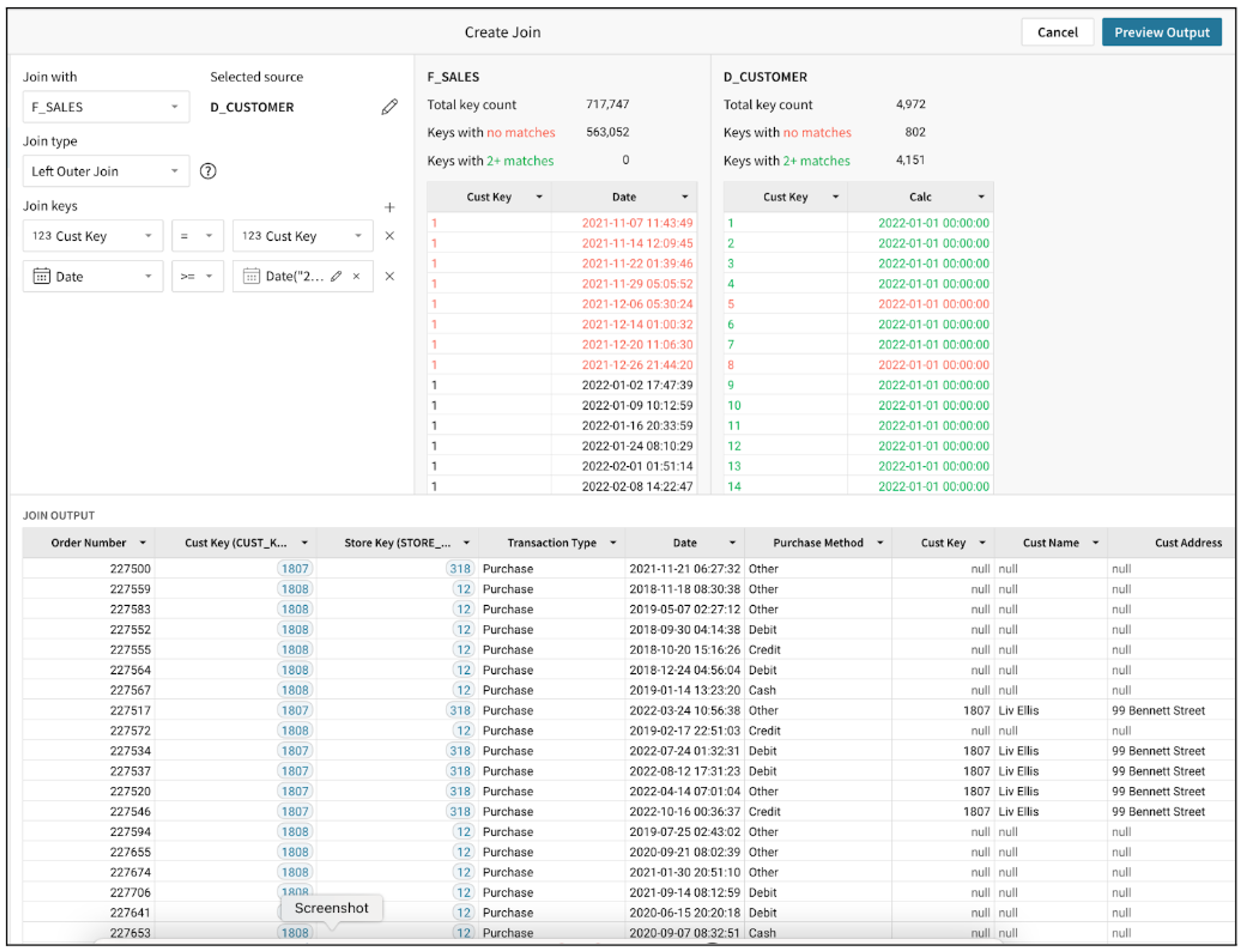 A screenshot of a computer screen showing a list of customers and their purchases.