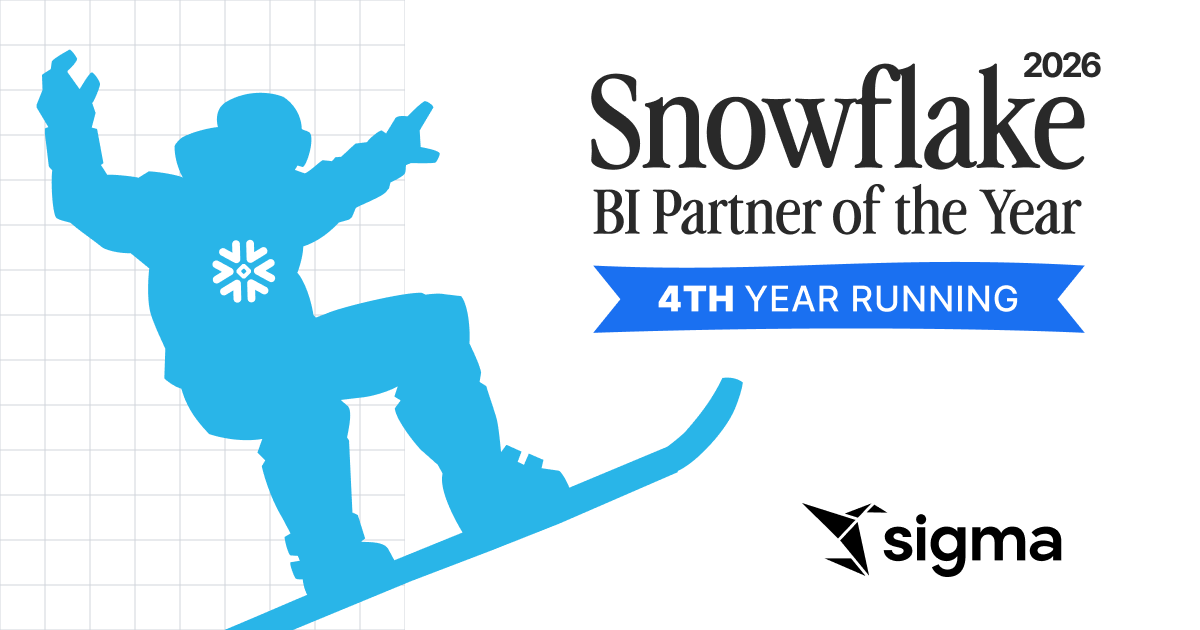 Sigma named Snowflake's BI Partner of the Year for the 4th year in a row