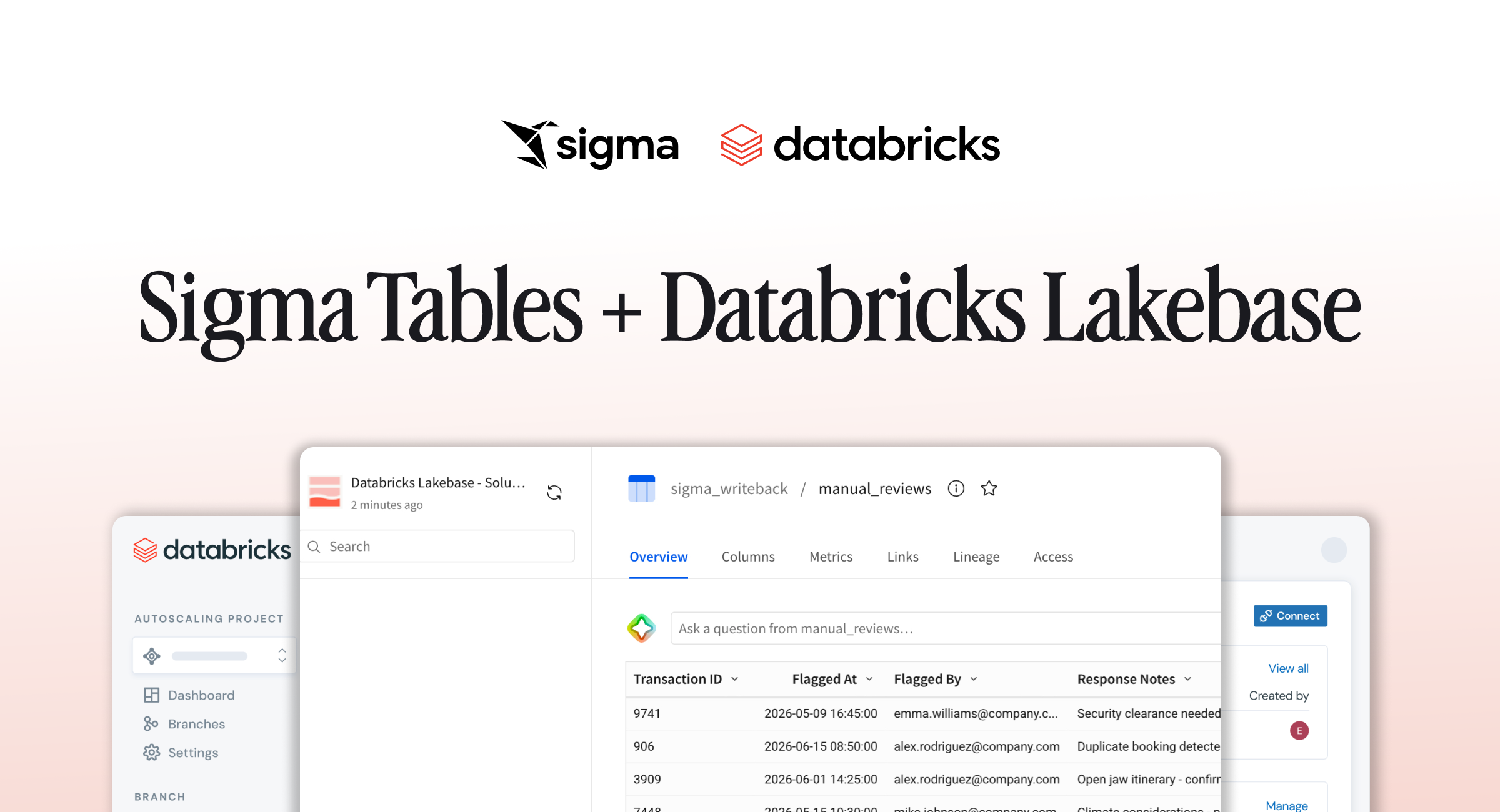 Sigma Tables + Databricks Lakebase: The Foundation for Real-Time AI Apps