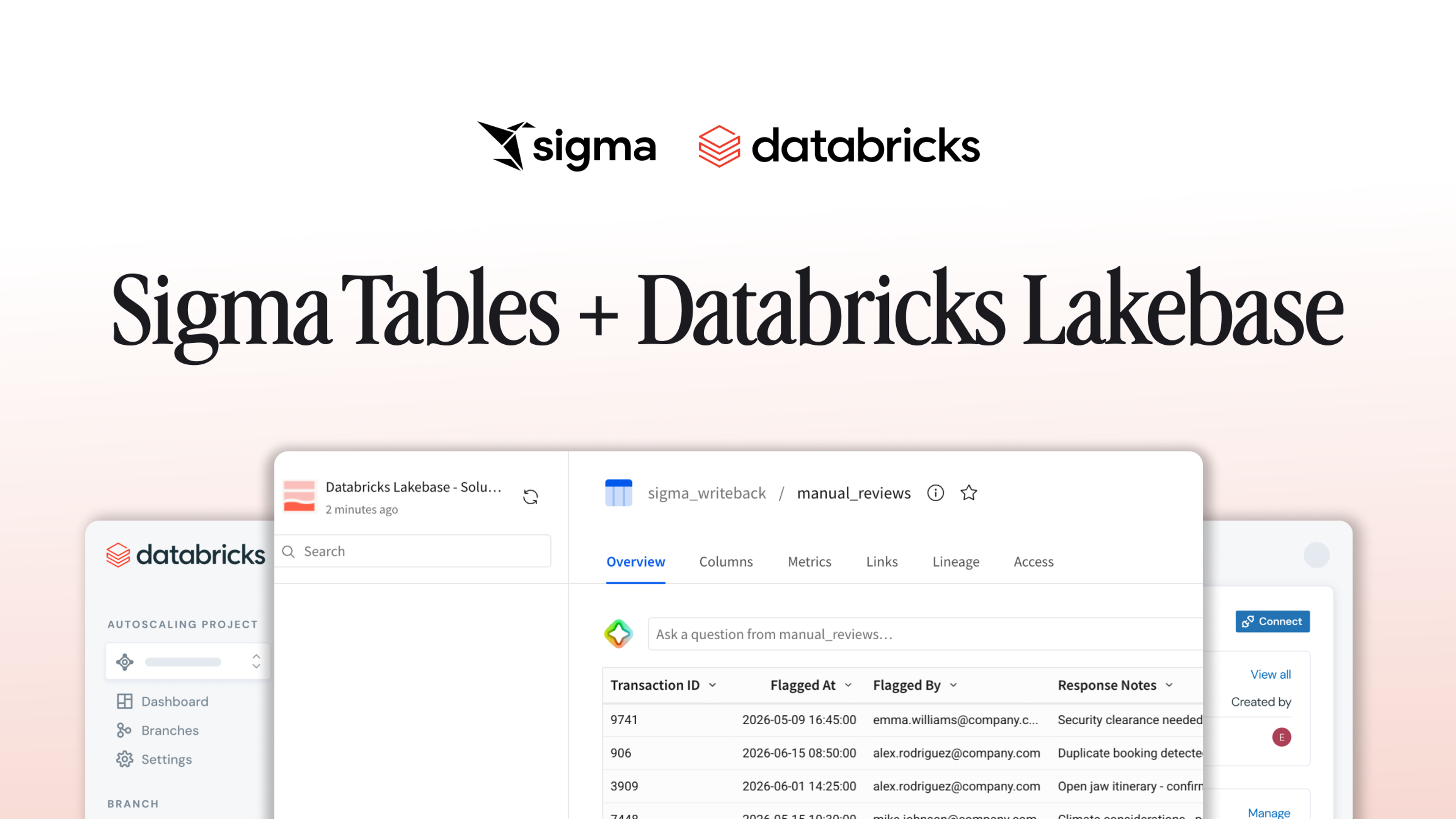 Sigma Tables + Databricks Lakebase: The Foundation for Real-Time AI Apps