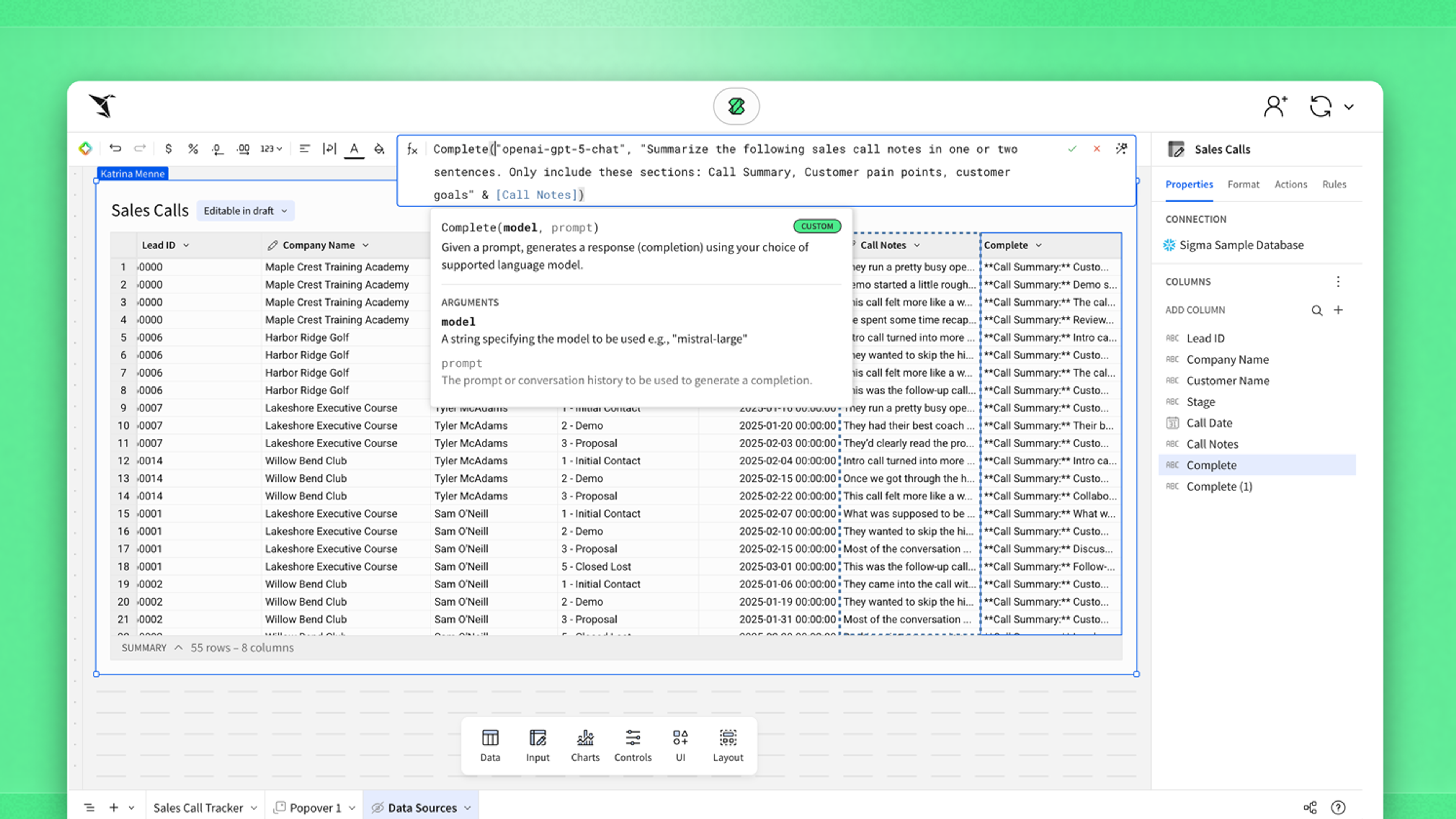 Apply Warehouse Models to Data with Sigma’s AI Query