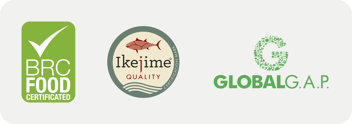 Logos BRC Food, Ikejime Quality et GLOBALG.A.P. présentés par Bremnes Seashore