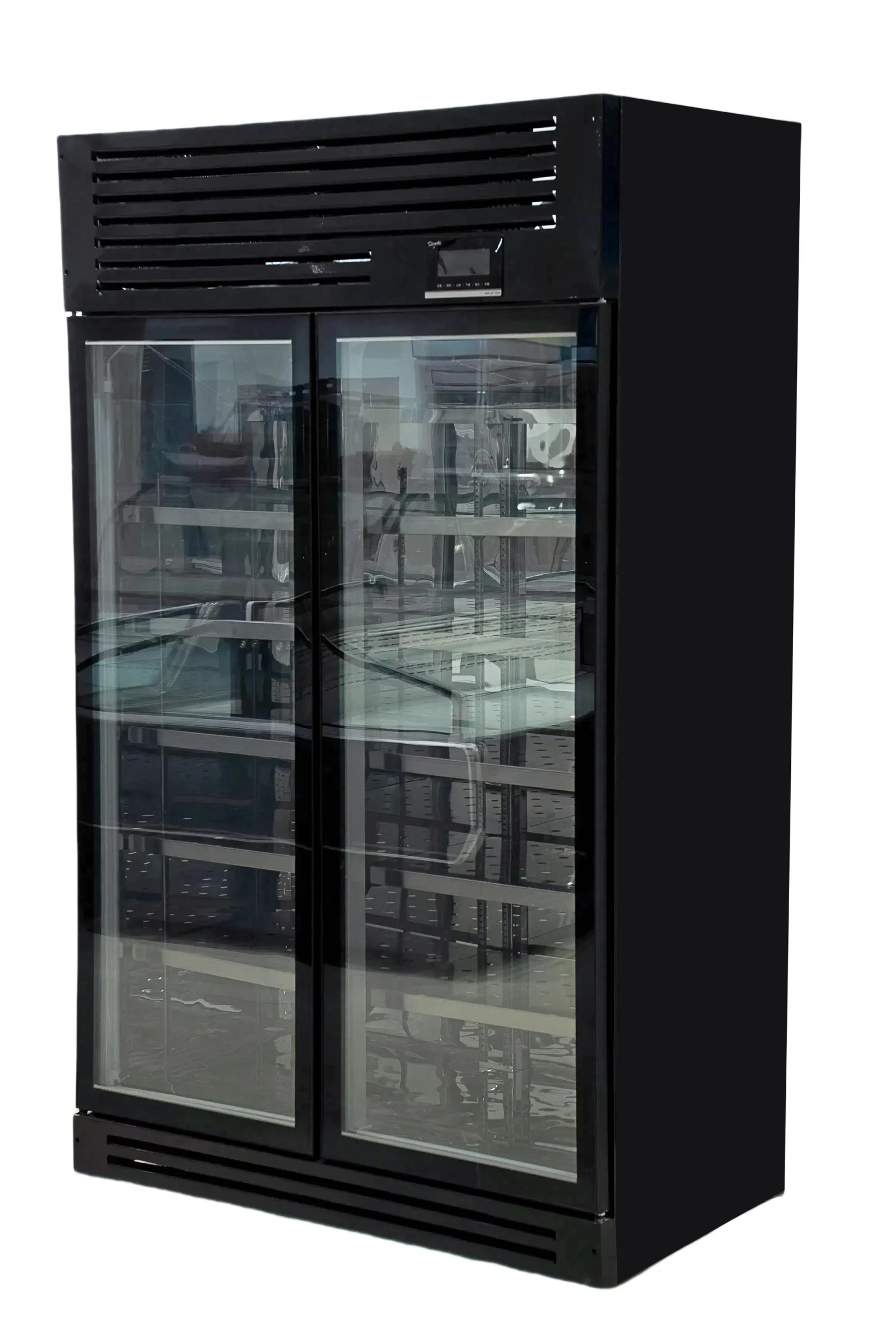 2-Door Black Glass Door Beverage Cooler