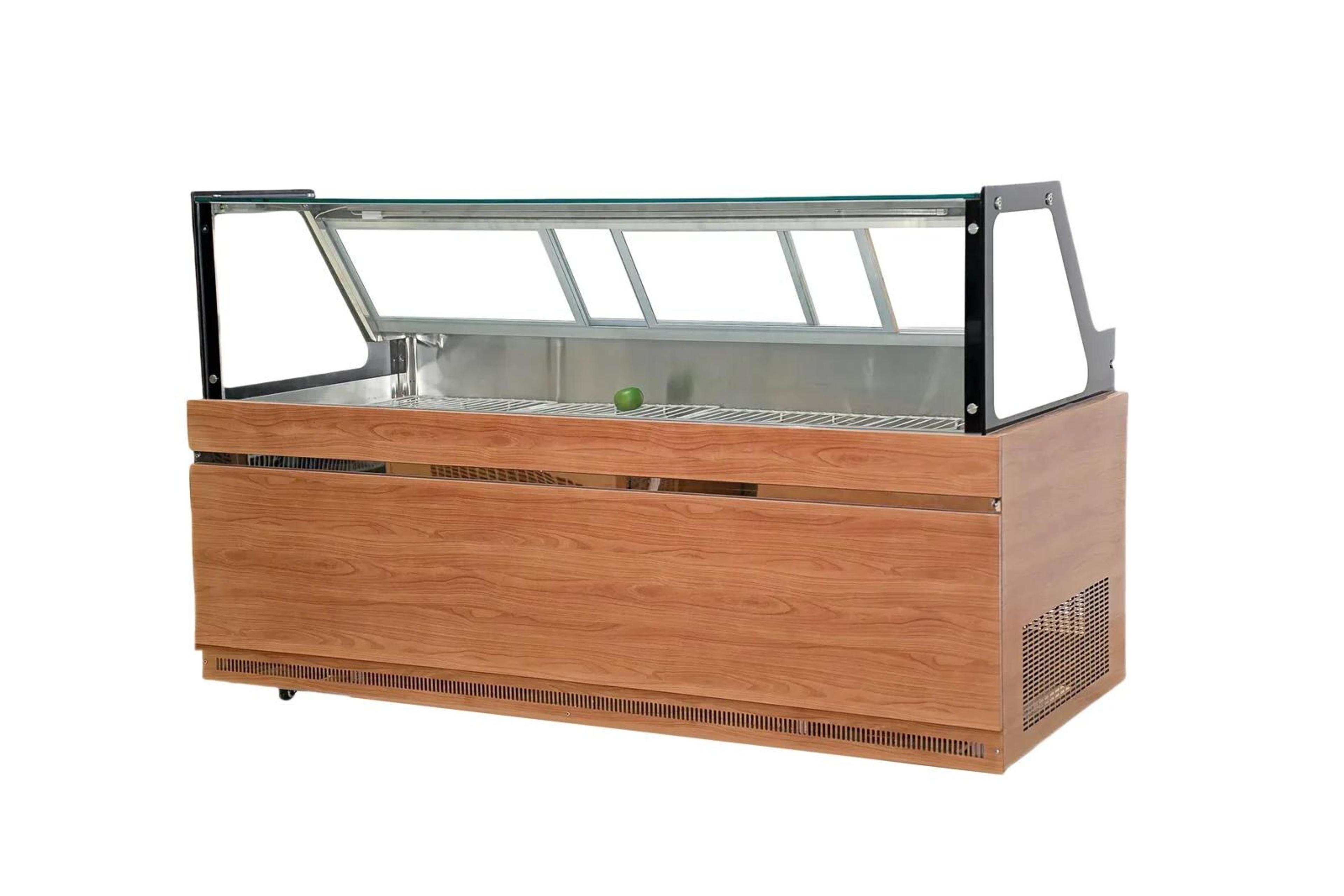 Wood-Grain Straight Glass Dual-Zone Deli Counter