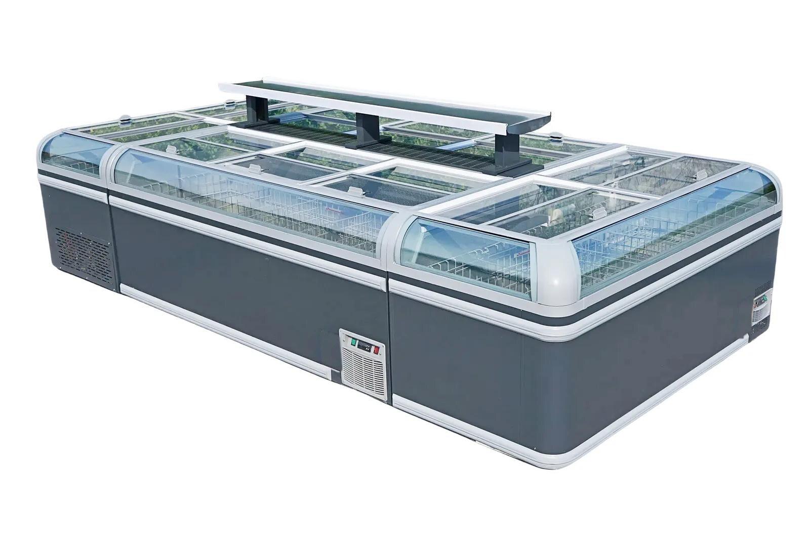 Curved Glass Window Combination Island Freezer