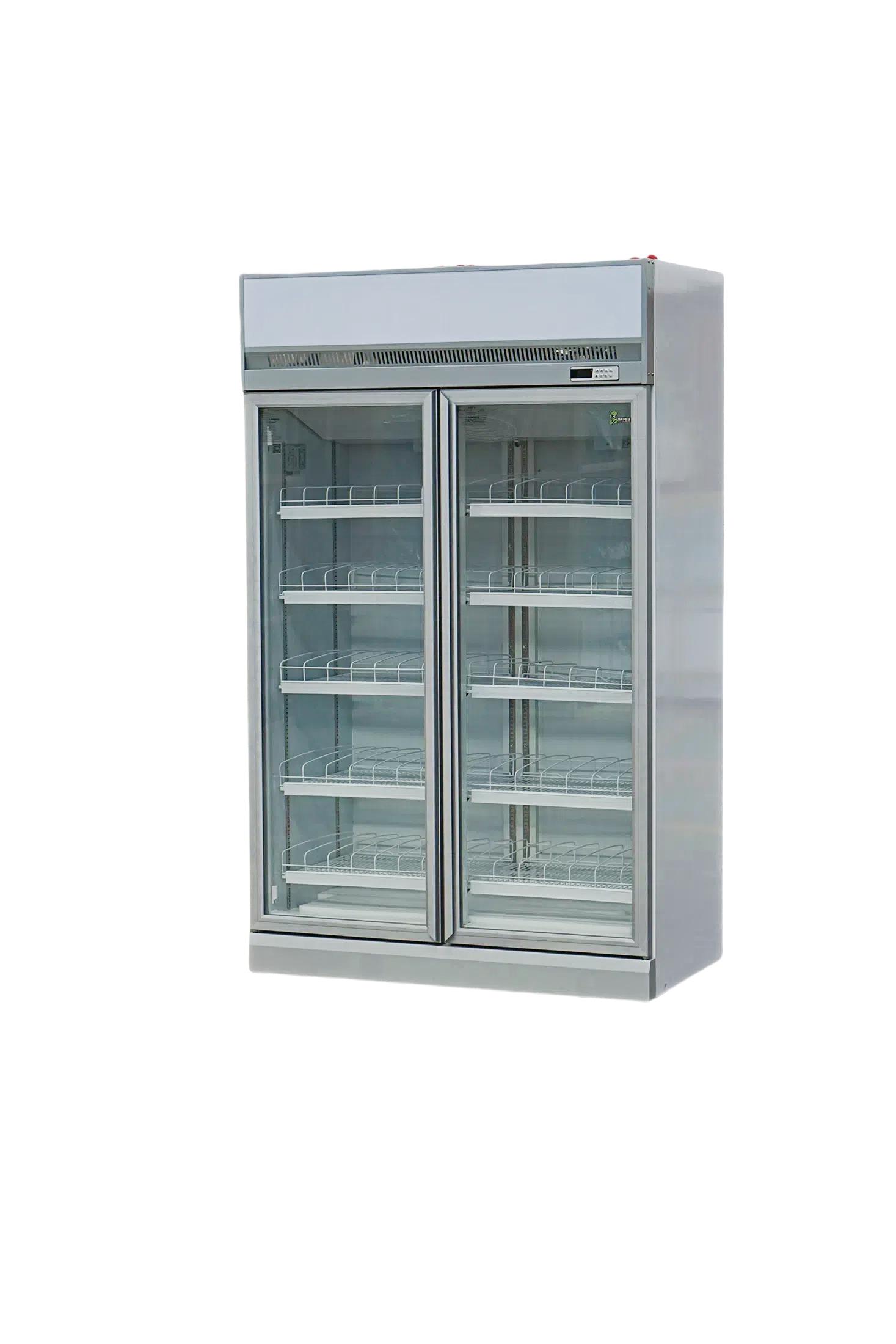 2-Door Fan-Cooled Beverage Cooler with Lightbox