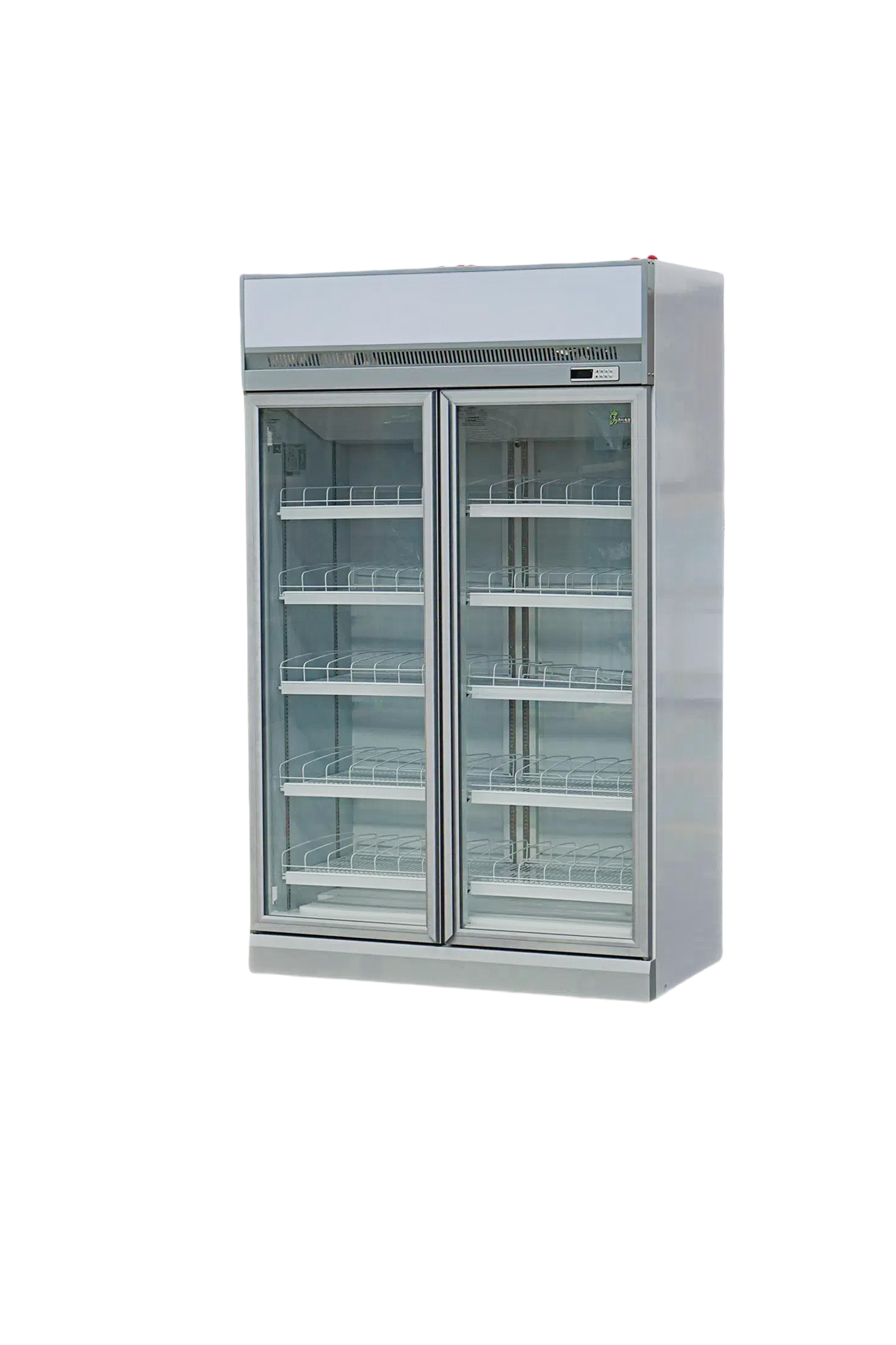 2-Door Fan-Cooled Beverage Cooler with Lightbox