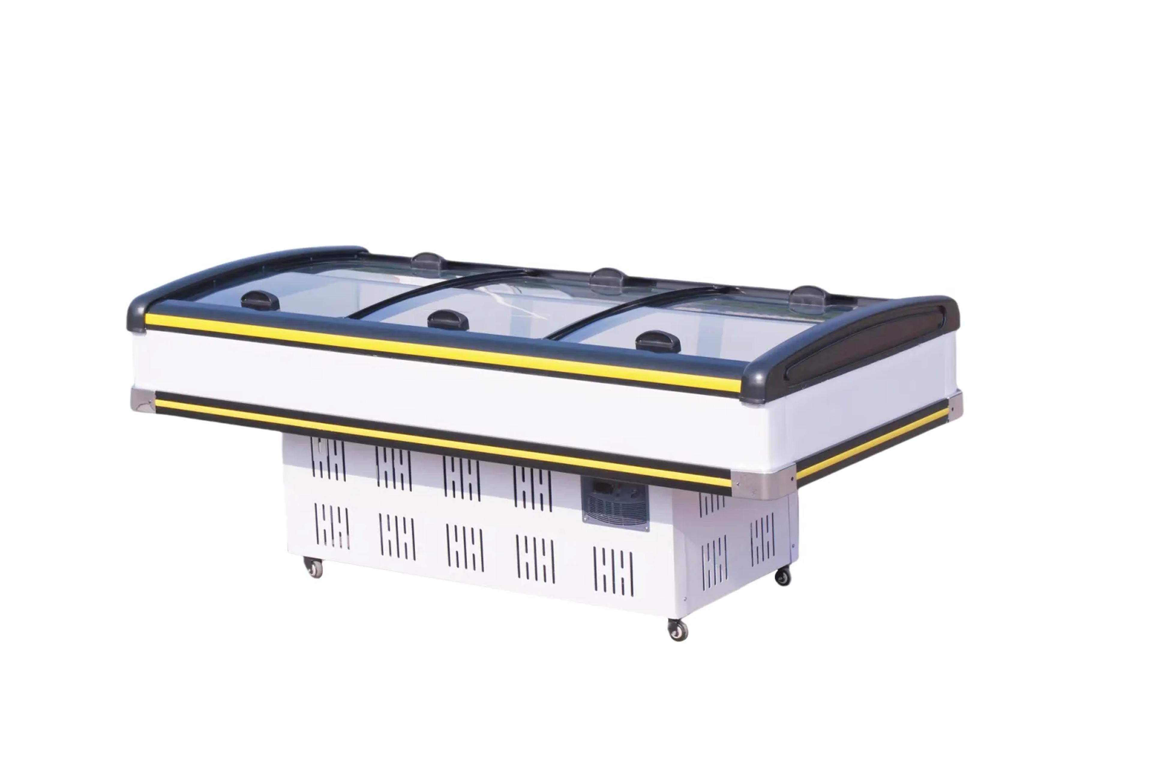 Island Freezer with Lift-Up Curved Glass Lids