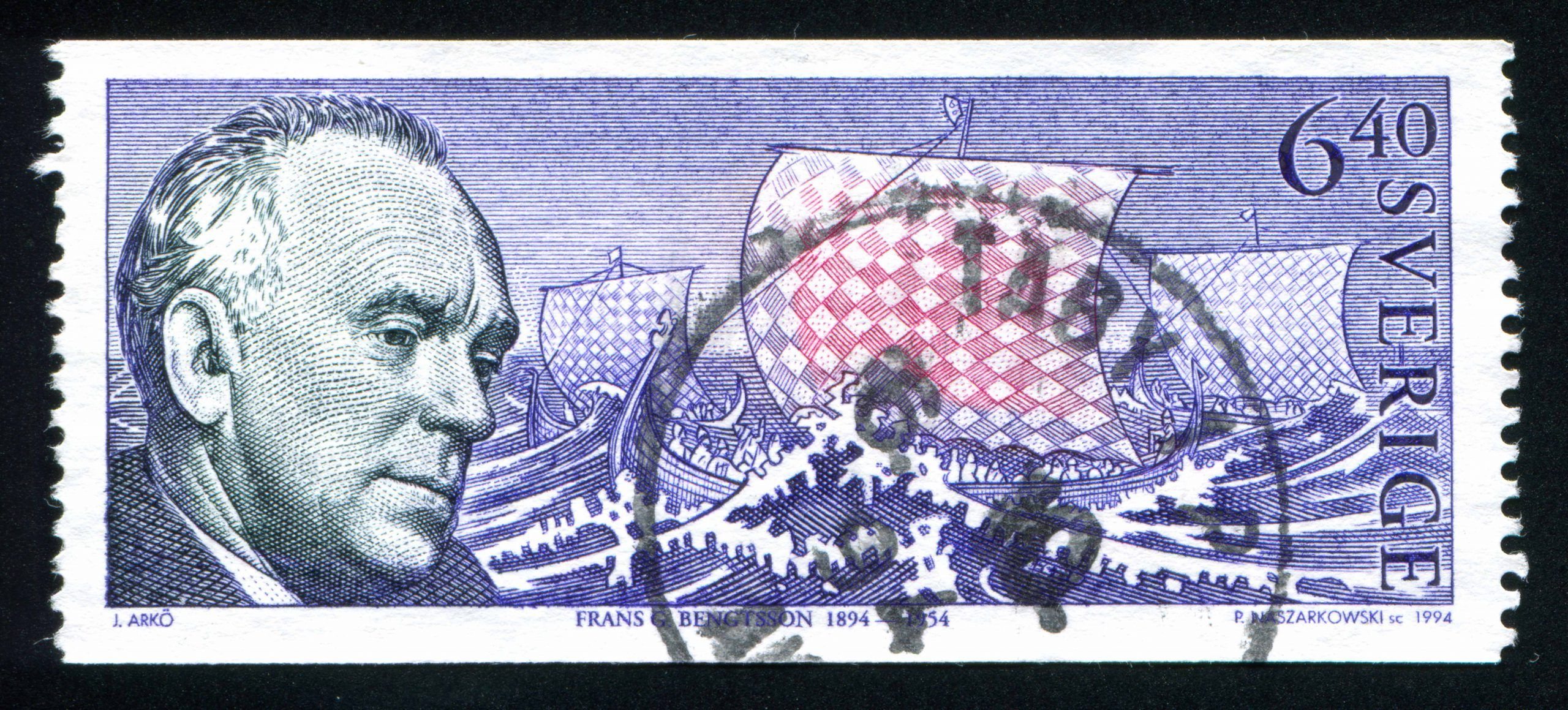 Sello sueco en homenaje a Frans G. Bengtsson, que inspiró el nombre Bluetooth.
