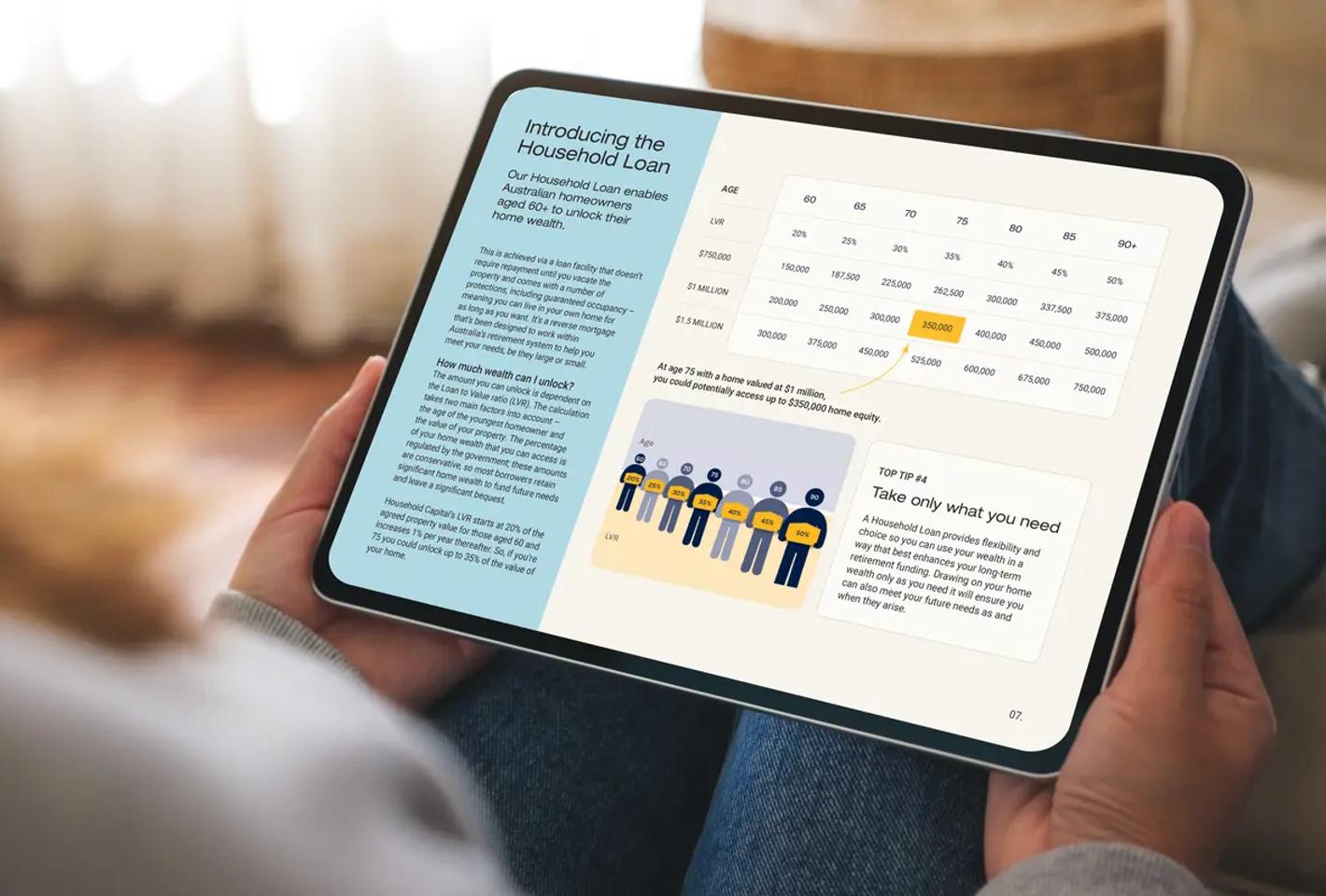 iPad showing a page of the home wealth guide