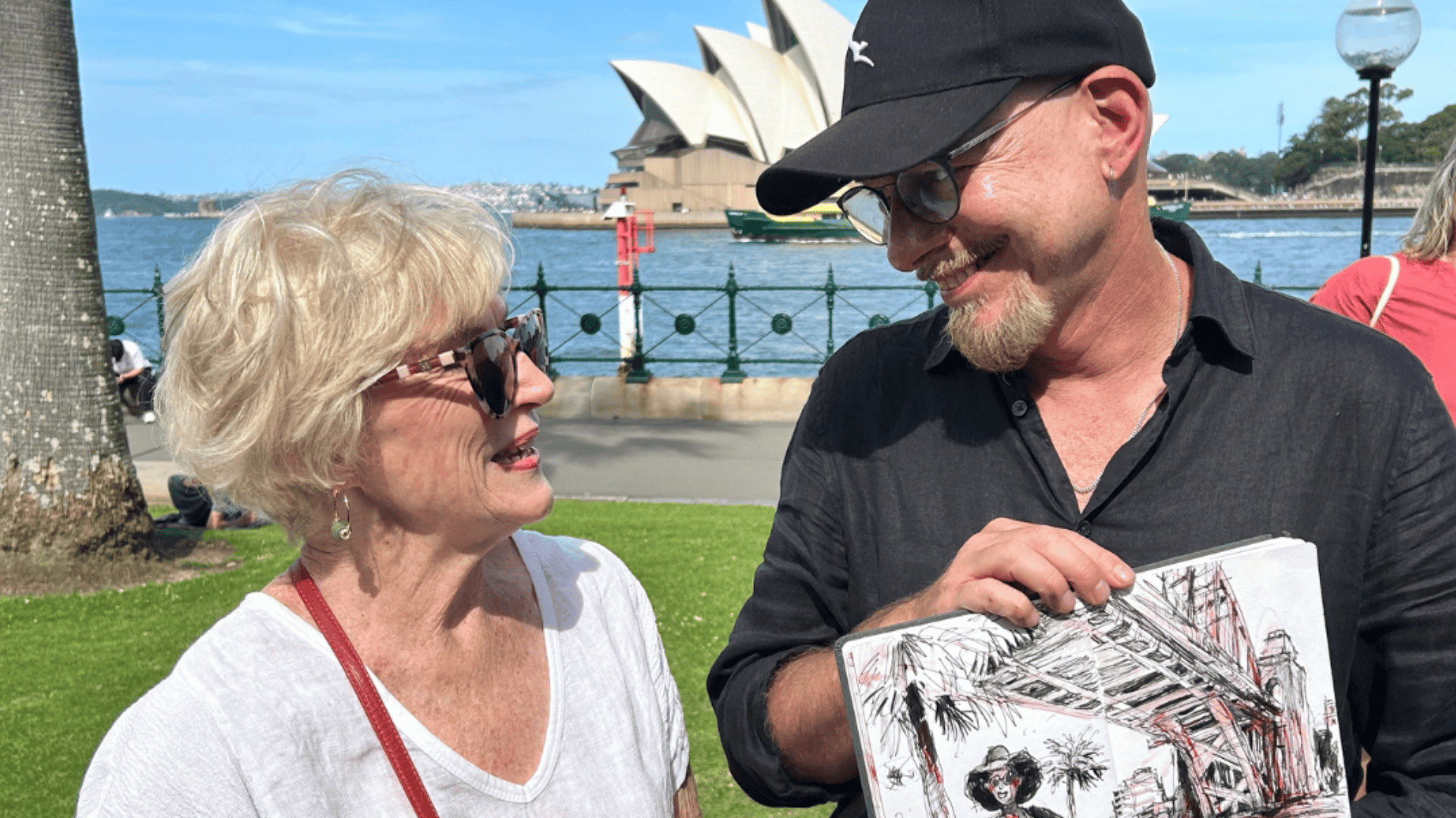 Household Capital Customer Vivienne stands out site the Sydney Opera House with another man