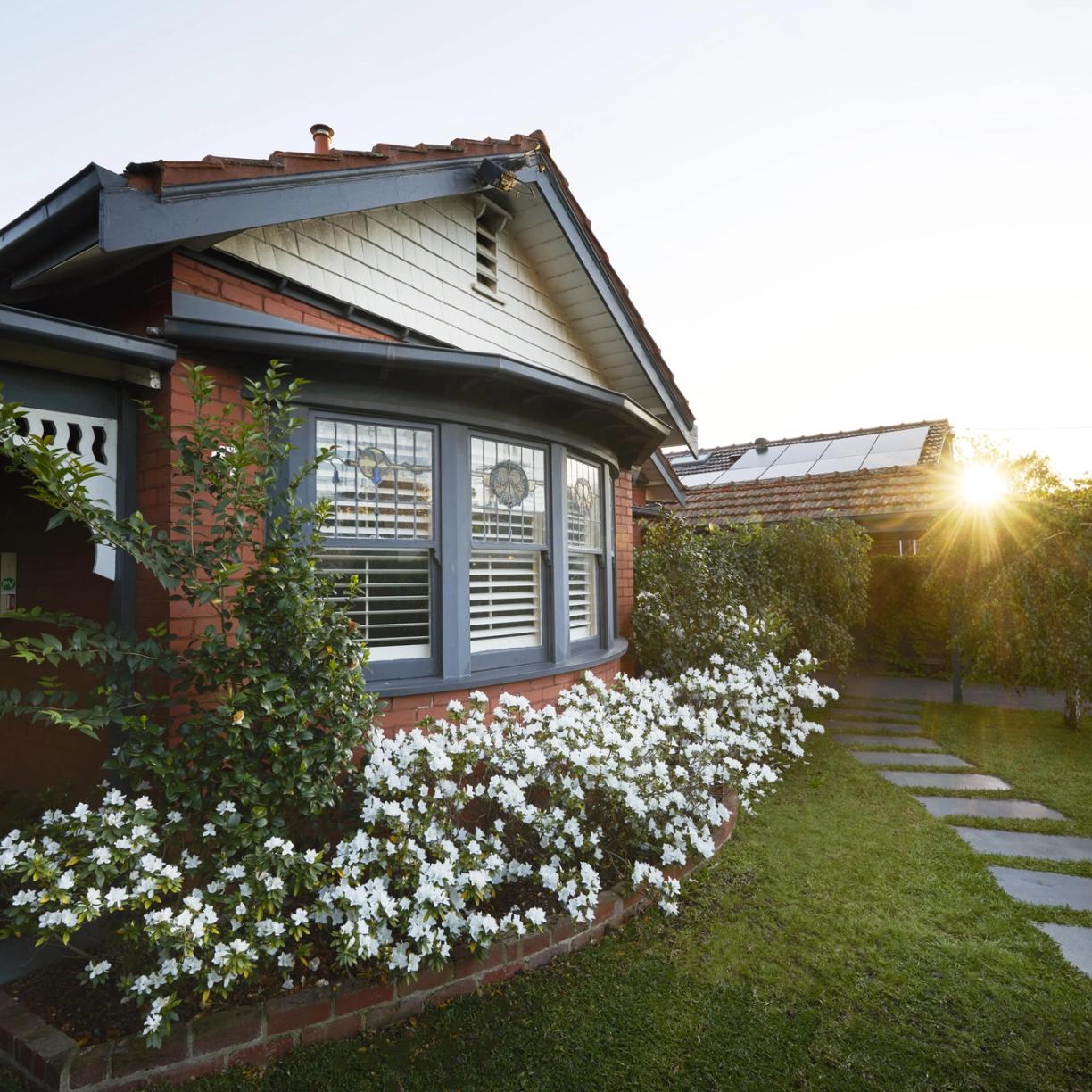 The front of a brick house