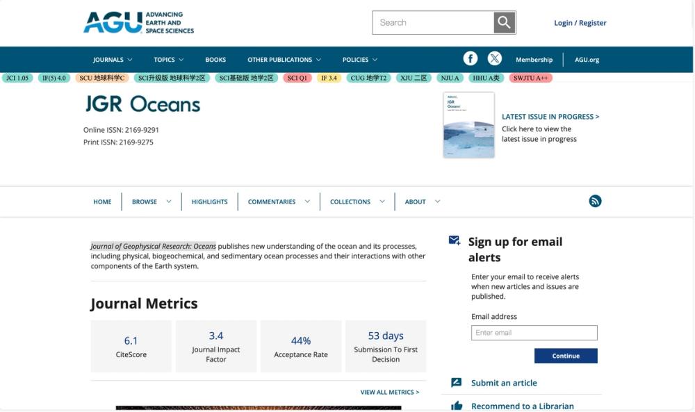 image of Journal of Geophysical Research: Oceans