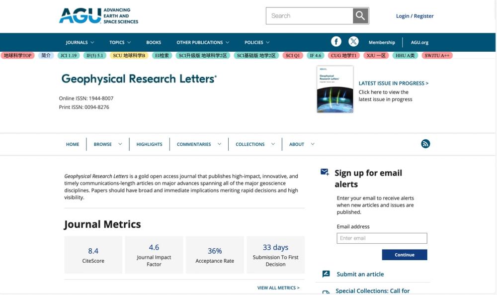 image of Geophysical Research Letters:
